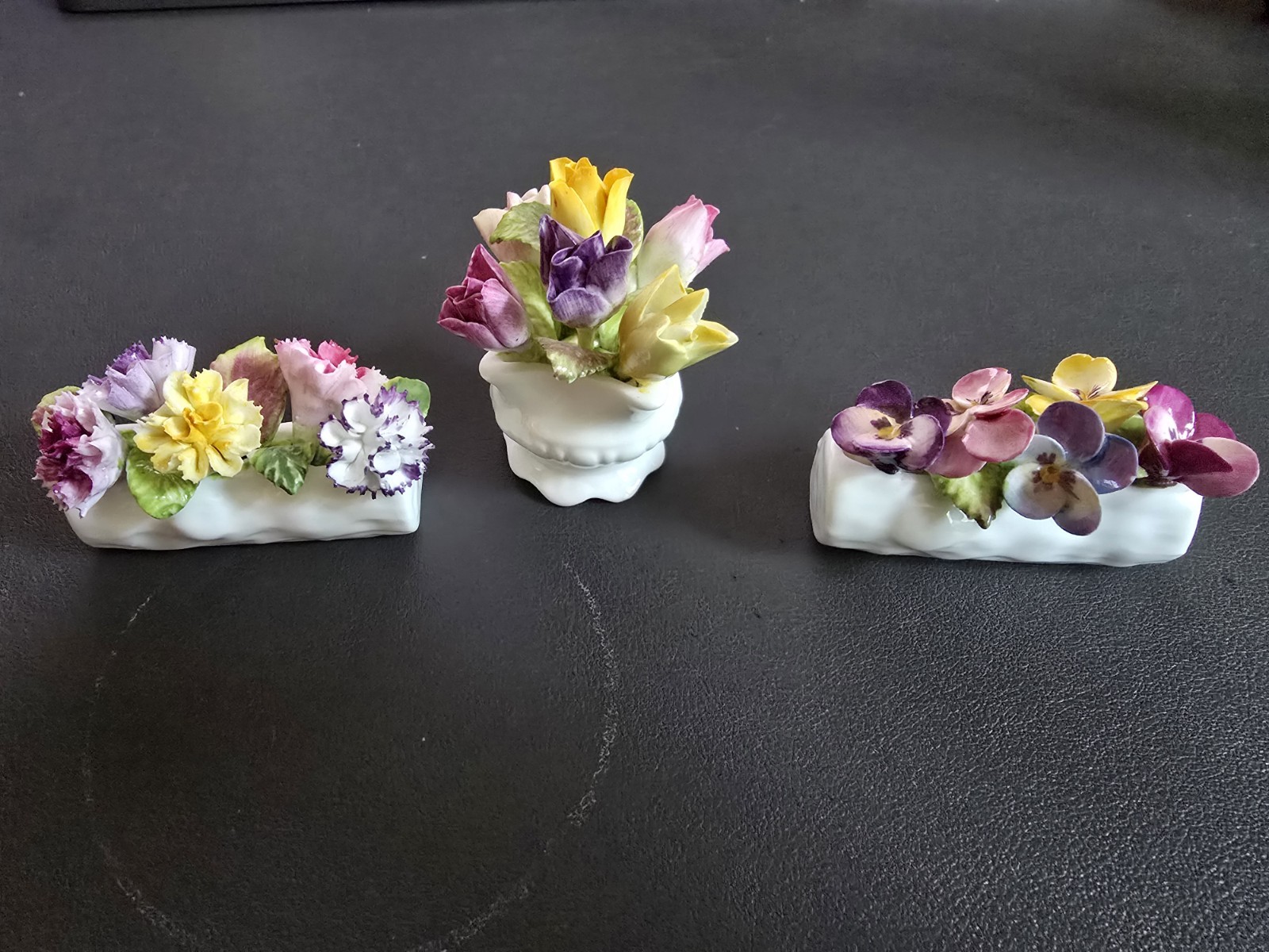 Vtg 3 Pieces COALPORT England Mini China Boquet Flowers Vtg 3 Pieces COALPORT England Mini China Boquet Flowers