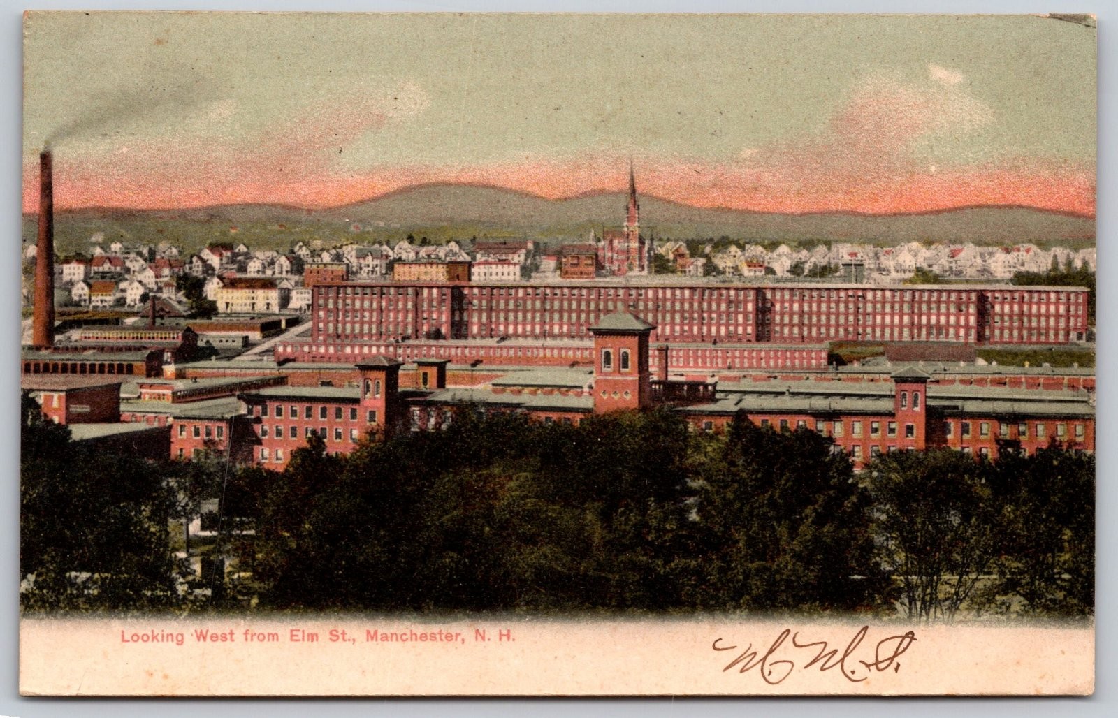 Manchester New Hampshire Mills Elm Street G W Morris Postcard PC305 Manchester New Hampshire Mills Elm Street G W Morris Postcard PC305