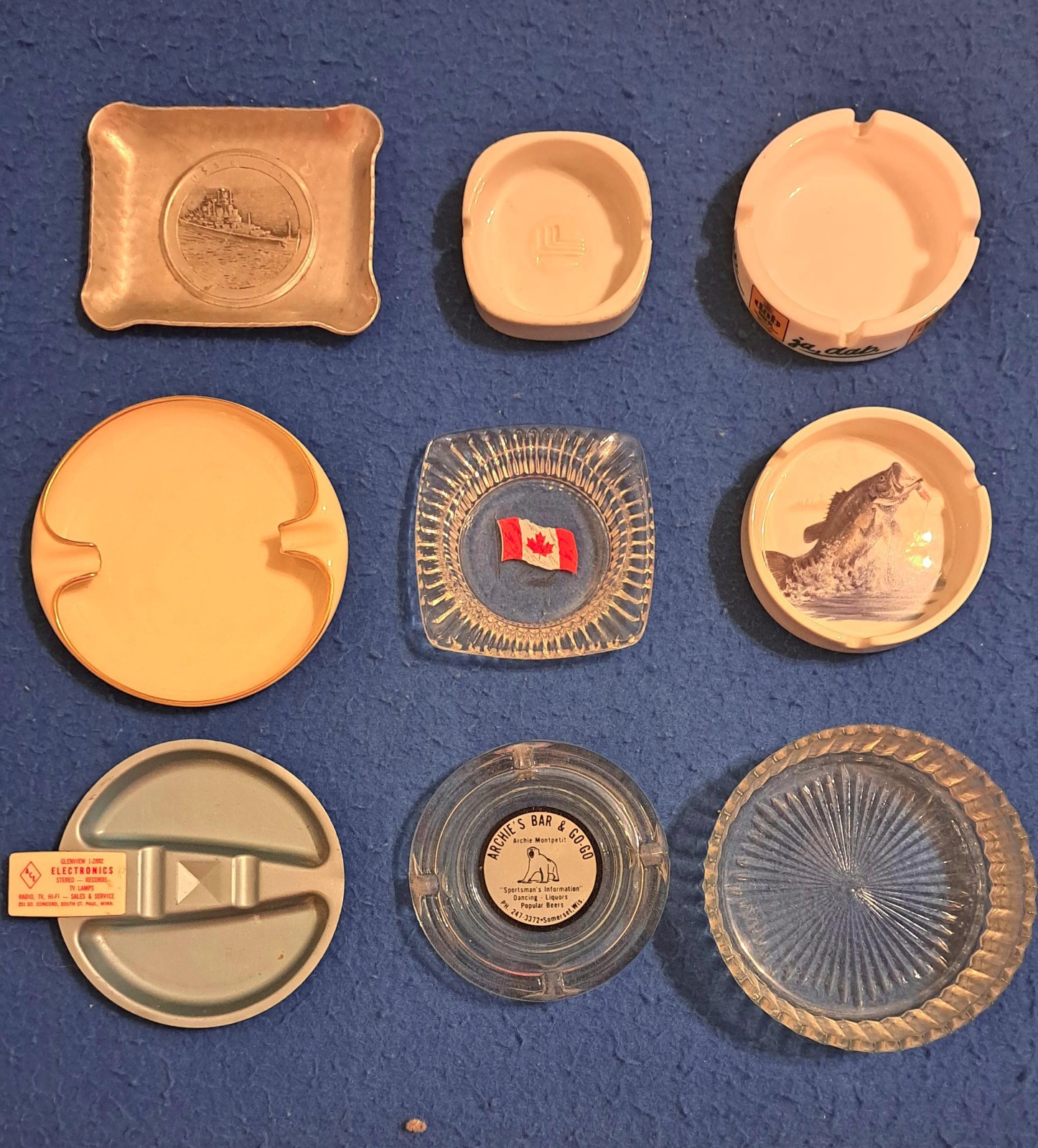 Lot Of 9 Vintage Ashtrays