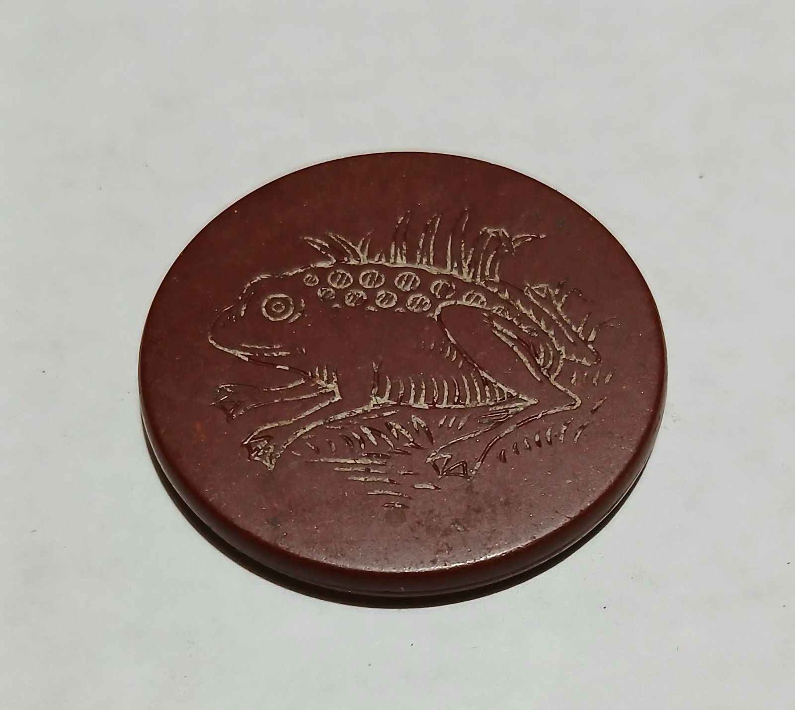 Vintage Red Clay Poker Chip Frog Double Sided 