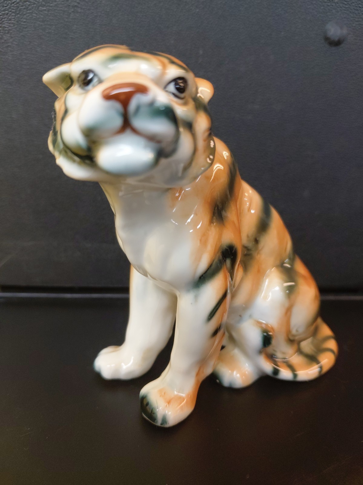 Bengal Tiger Figurine Vintage Ceramic Sitting Tiger Figure