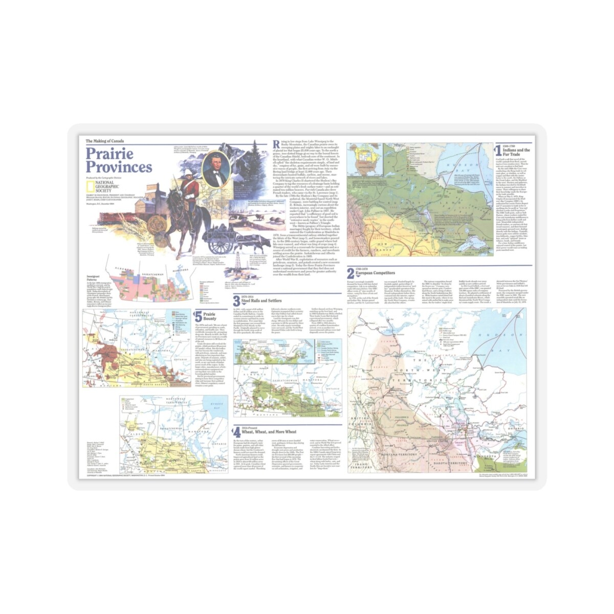 Canada - Prairie Provinces 2 (1995) (Map) STICKER Vinyl Kiss-Cut Decal