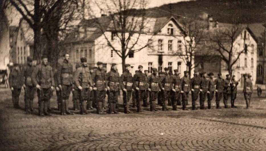 RPPC WW1 US Army Soldiers In Formation Real Photo Postcard c1918 RPPC WW1 US Army Soldiers In Formation Real Photo Postcard c1918