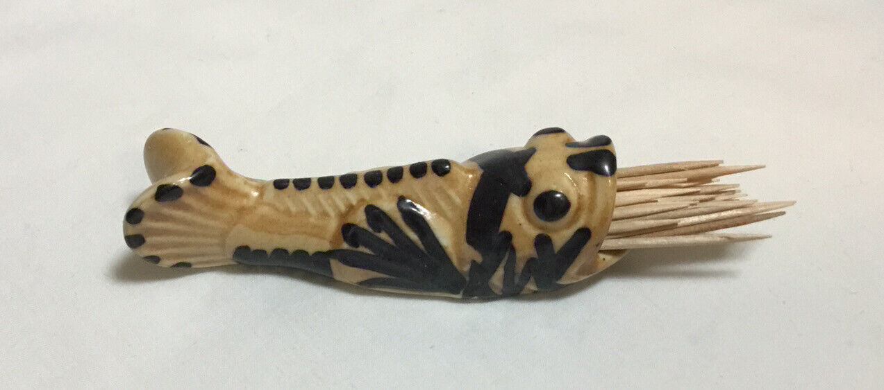 Ceramic Handpainted Koi Fish Toothpick Holder, Ashtray 4”