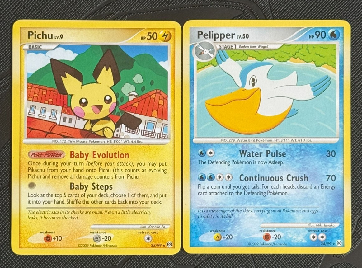 Pichu LV9 25/99 Pelipper 24/99 Platinum Arceus Pokemon Card Non Holo Rare Pichu LV9 25/99 Pelipper 24/99 Platinum Arceus Pokemon Card Non Holo Rare