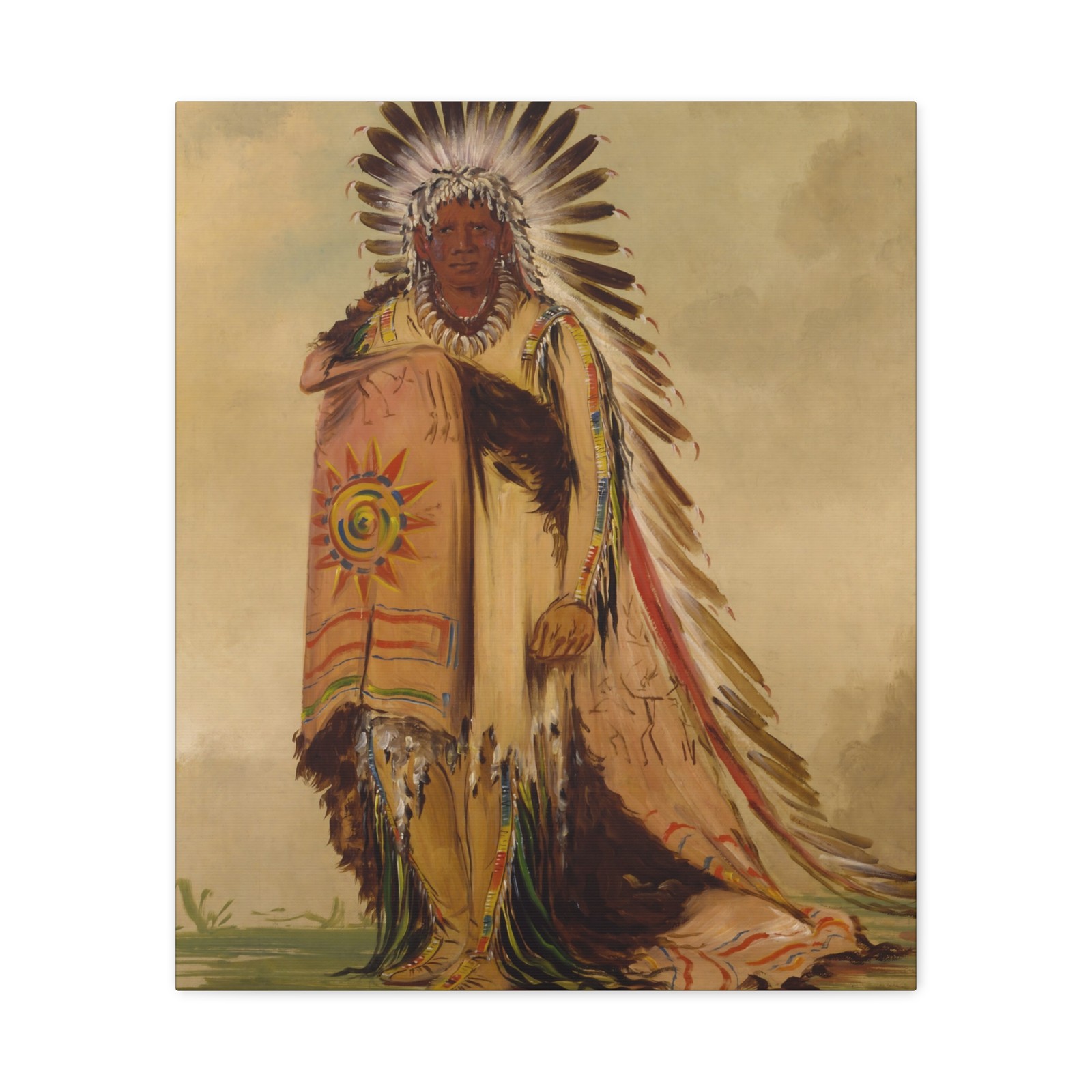 George Catlin - Wán-ee-ton, Chief of the Tribe - 1832 - Canvas Wall Art