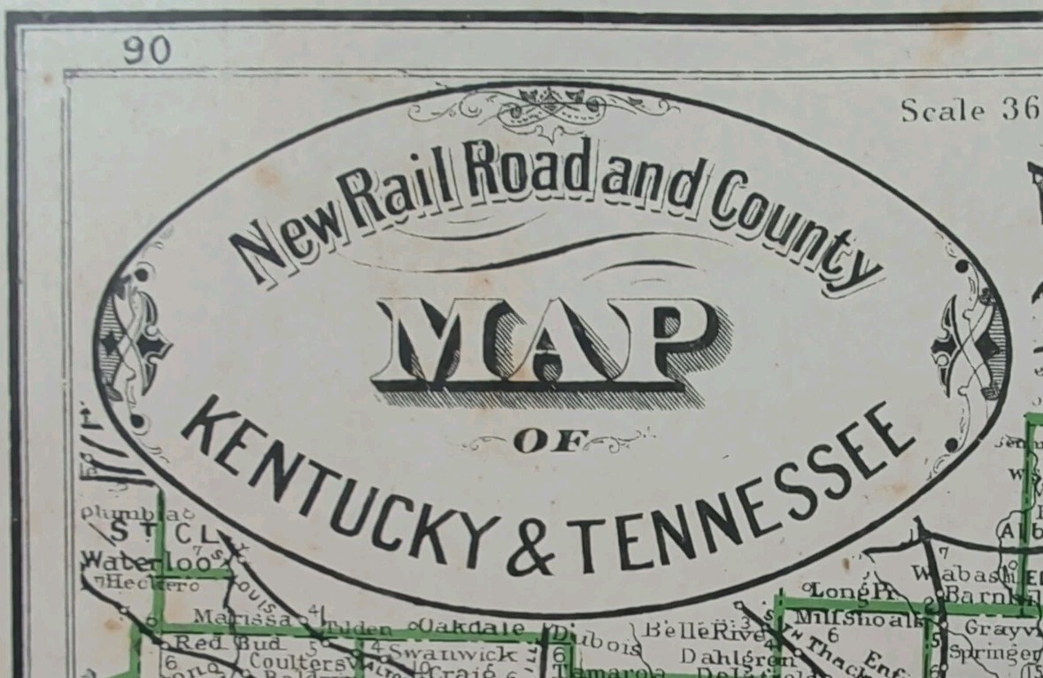 Vintage 1883 KENTUCKY TENNESSEE Map 13