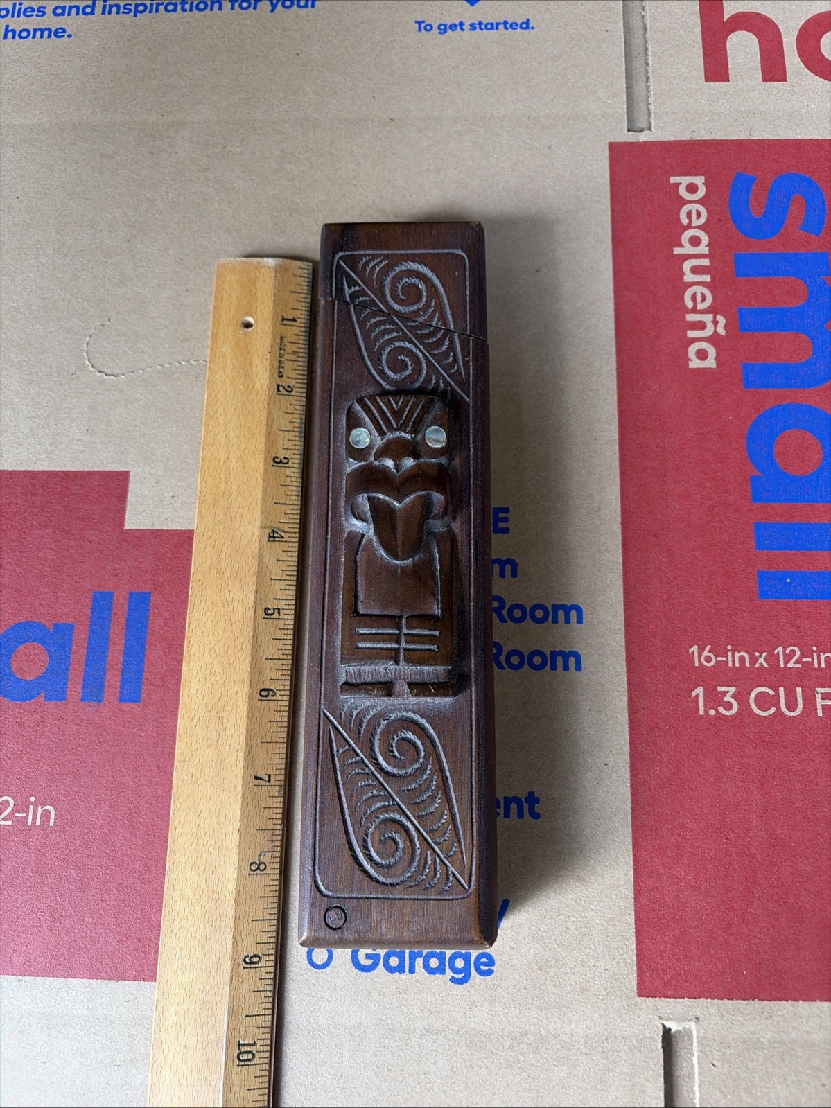 Vintage Maori Aboriginal New Zealand Pouwhenua Totem Pole Wood Carving Mana Box Vintage Maori Aboriginal New Zealand Pouwhenua Totem Pole Wood Carving Mana Box
