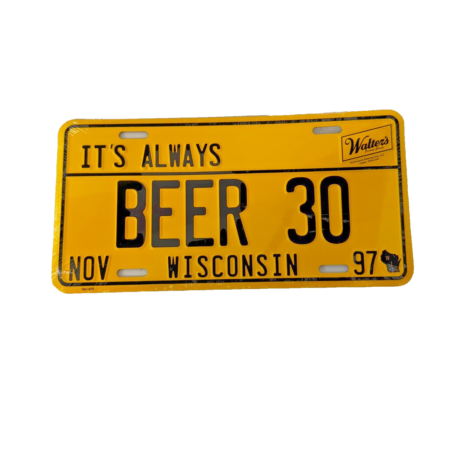 Walter's Premium Pilsener Beer 30 Wisconsin Embossed Metal License Plate