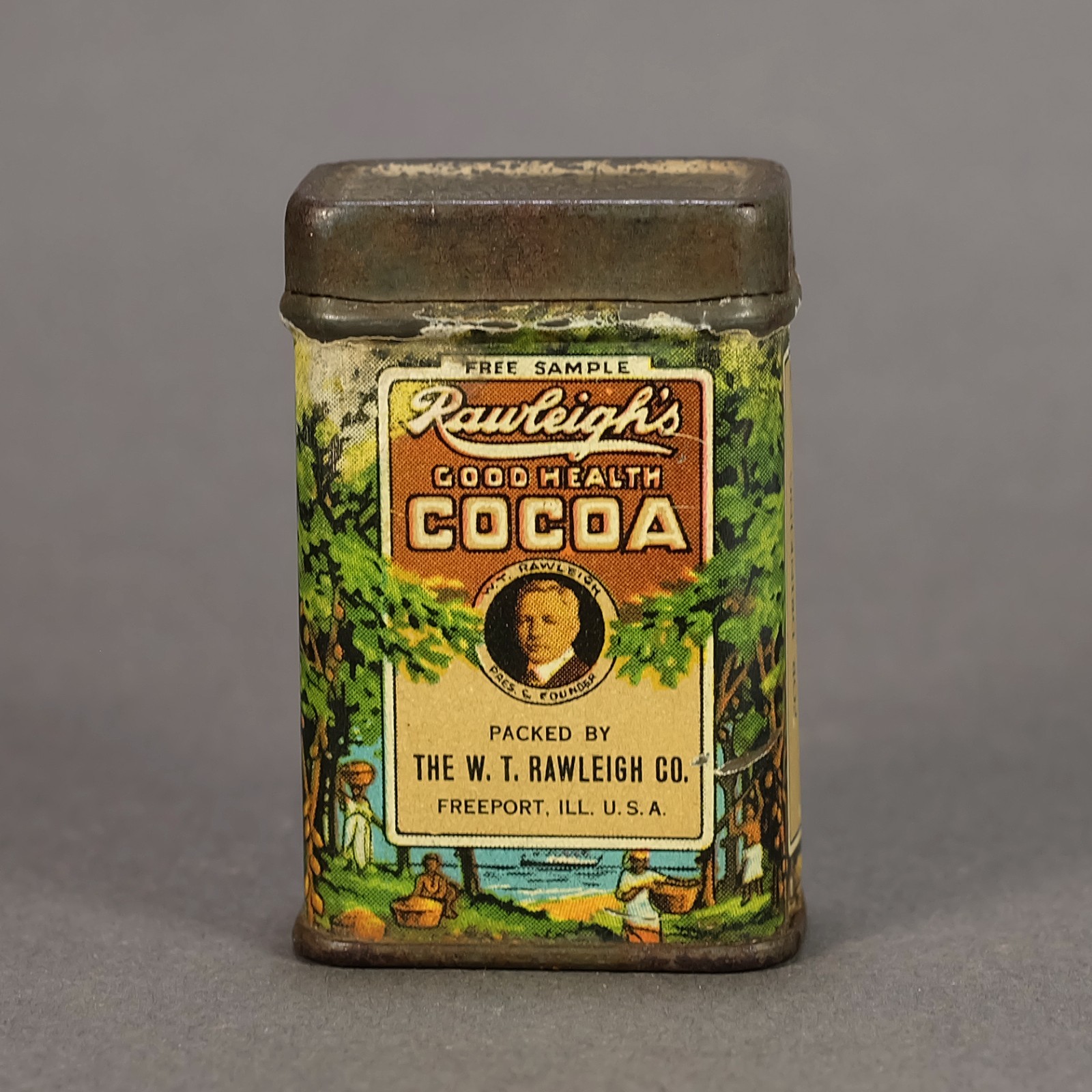 1920s Rawleigh's Cocoa Advertising Antique Miniature Sample Tin 1920s Rawleigh's Cocoa Advertising Antique Miniature Sample Tin