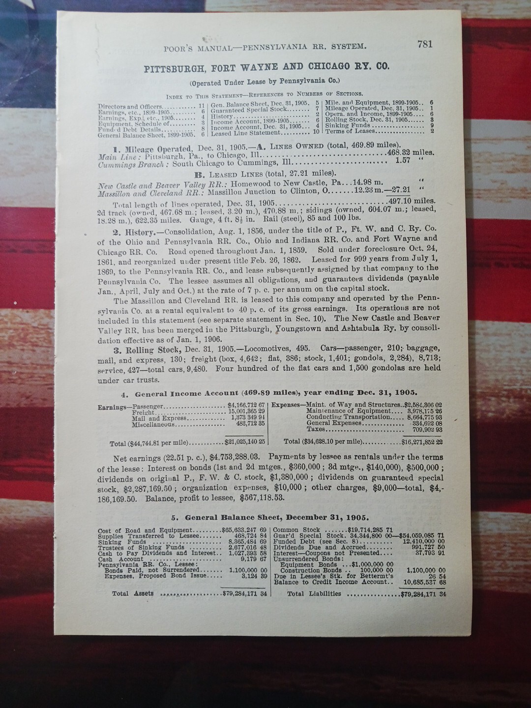 1906 Train Report PITTSBURGH FORT WAYNE & CHICAGO RAILWAY New Castle Homewood PA