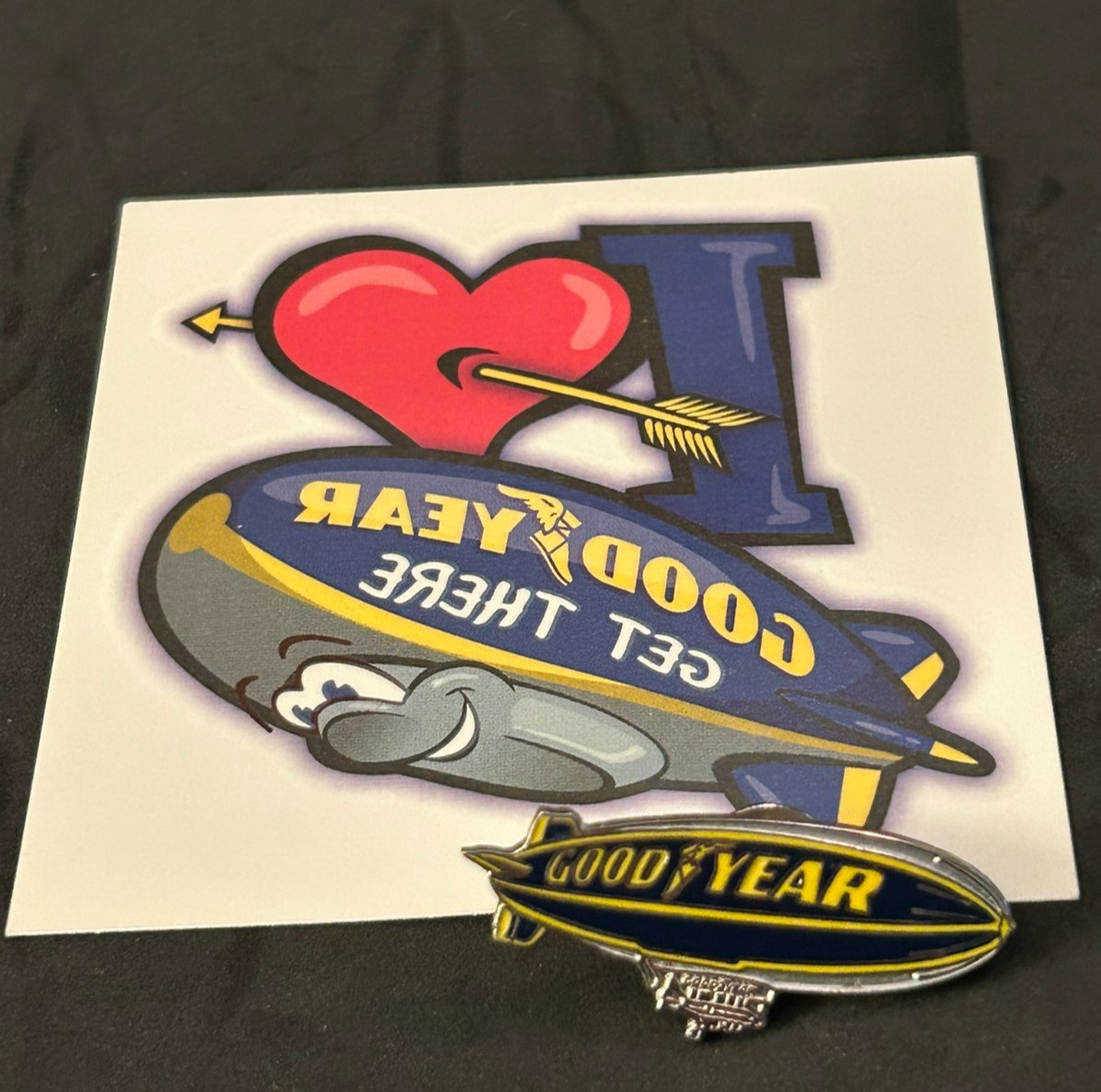 Rare vintage Goodyear Blimp GZ20 Spirit of Akron Lapel/Hat pin and temp tattoo