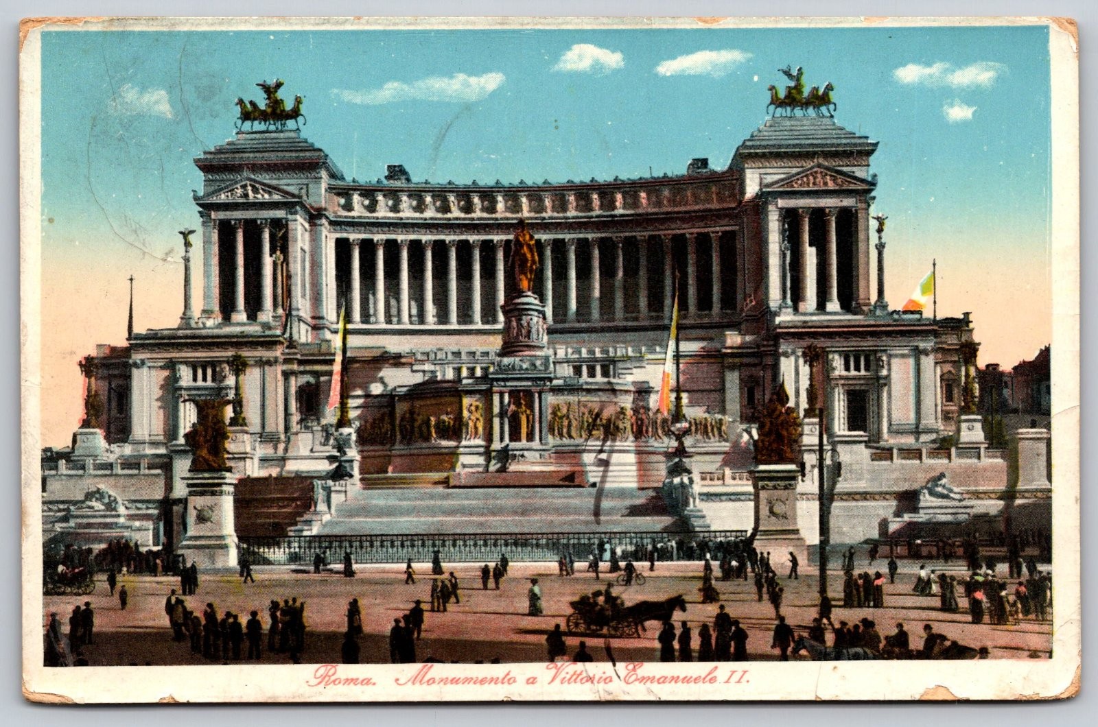 Roma Italy Monumento a Vittorio Emanuele II Architecture People Postcard PC551