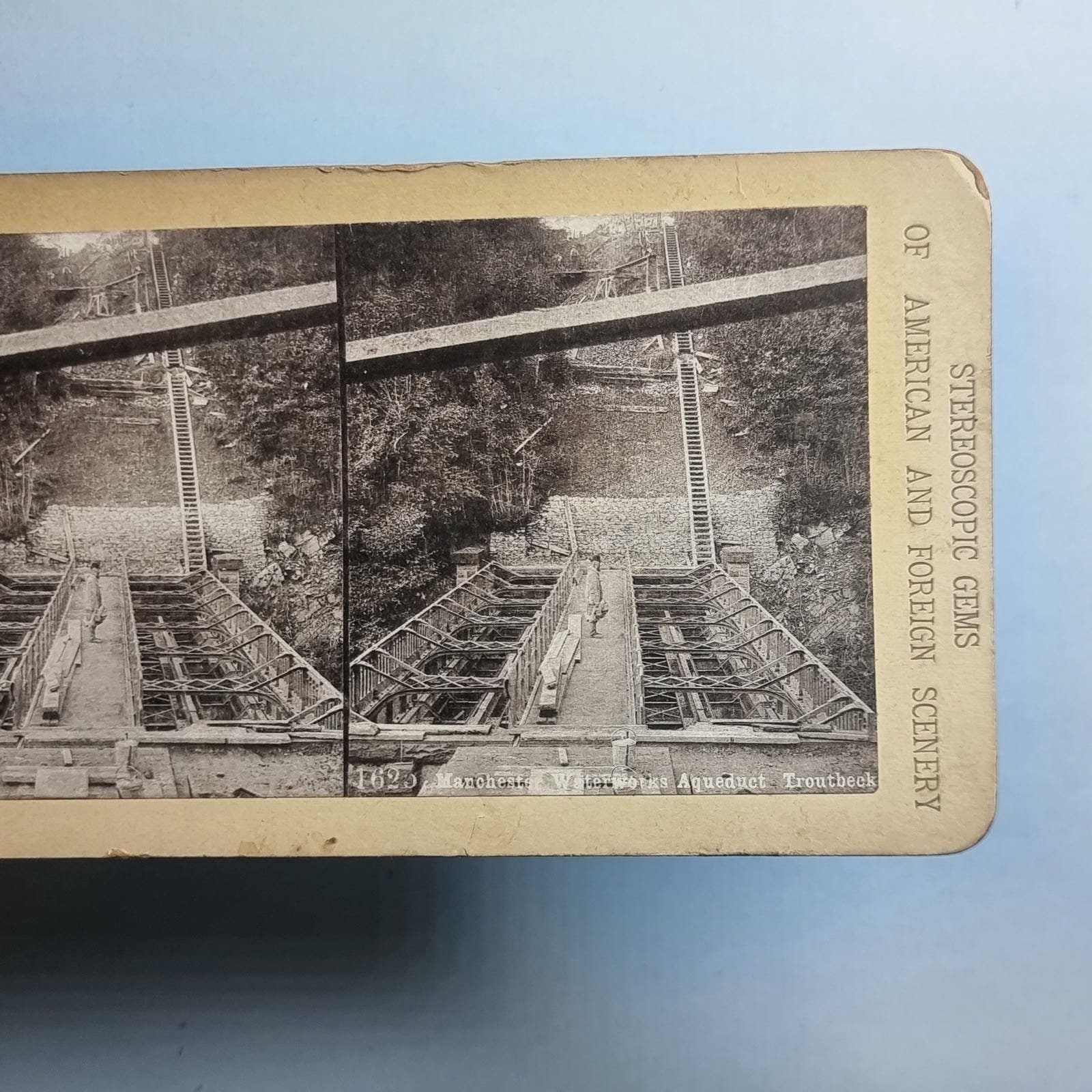 Troutbeck Cumbria Stereoview C1895 Building Of Manchester Waterworks Aqueduct