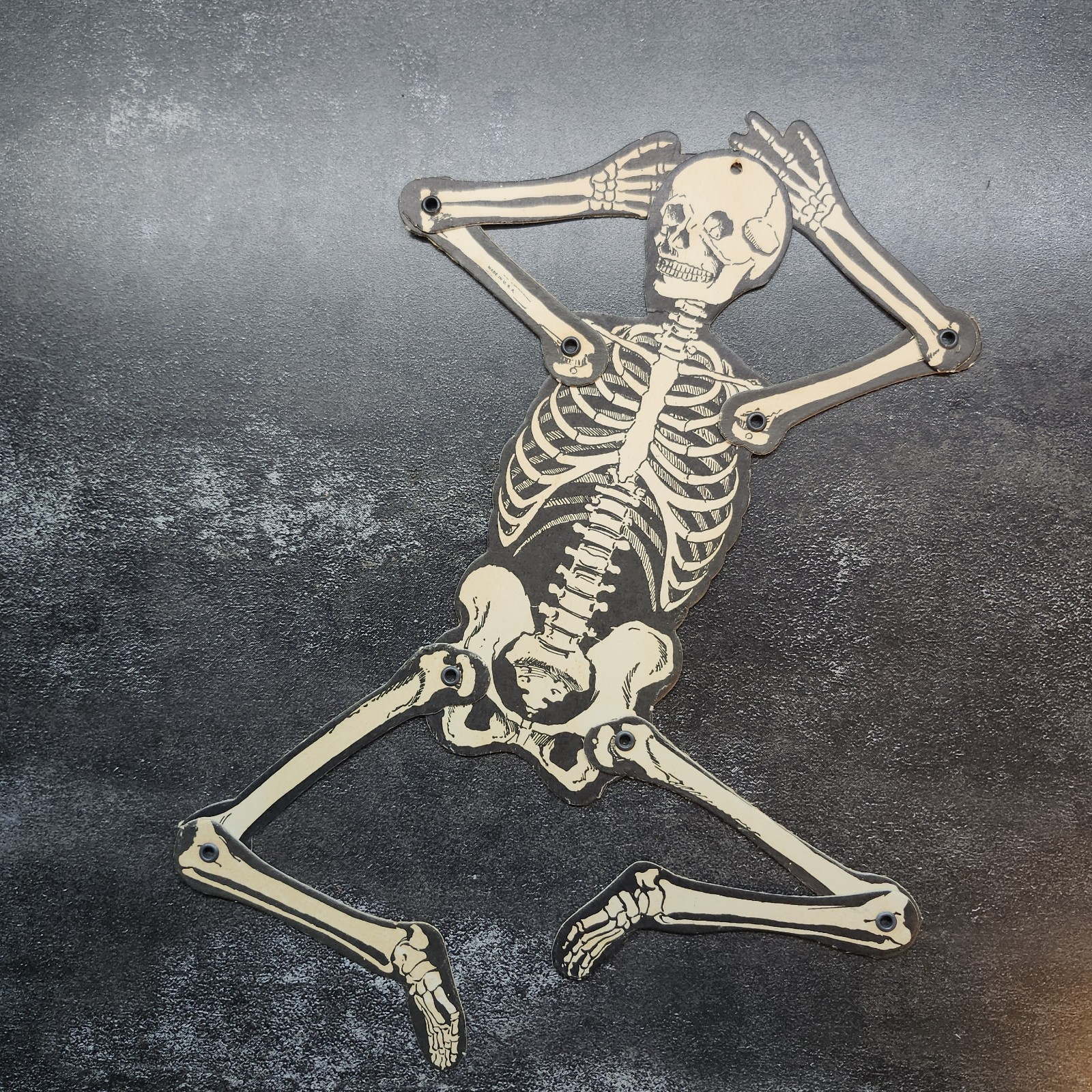 RARE Early 40s SKELETON Die Cut PAPER Halloween Decoration 13\