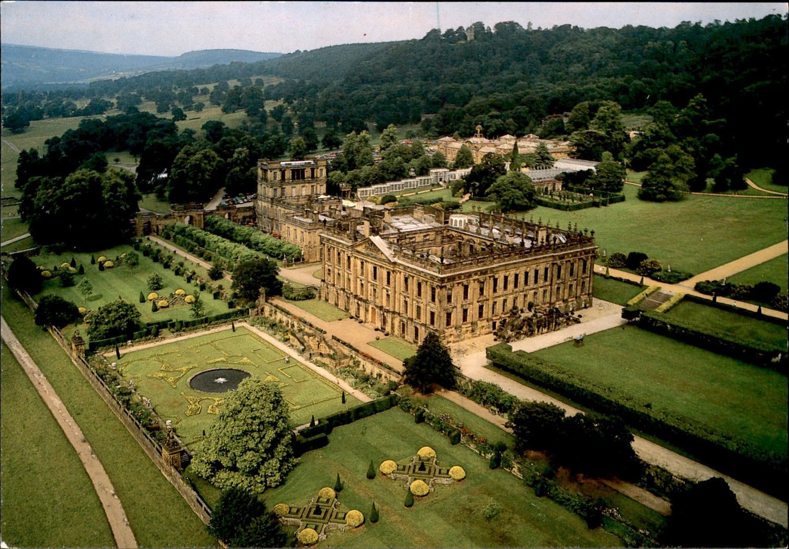 Aerial View of Chatsworth, Derbyshire Postcard