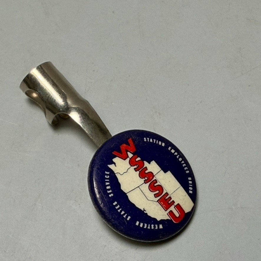 VTG Western Union Service Station Employee Union Pencil Clip Button Advertising
