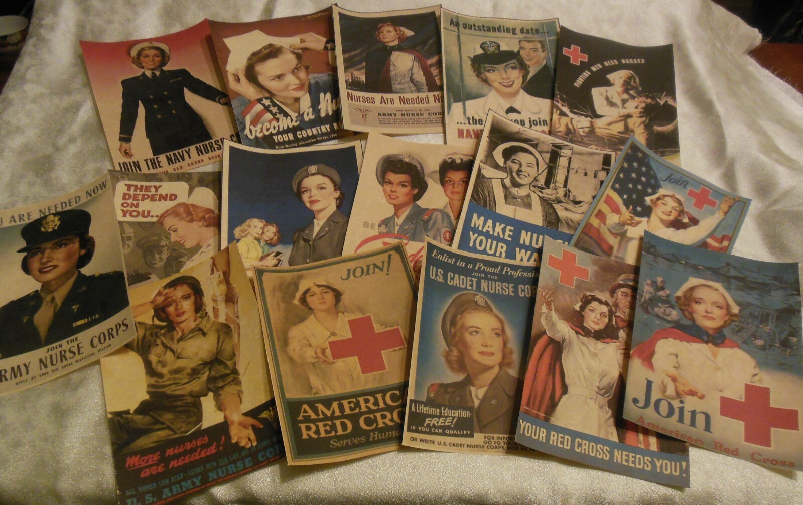 Set of 16 LARGE VINTAGE Nurse Recruiting Poster Images from WWII & Red Cross