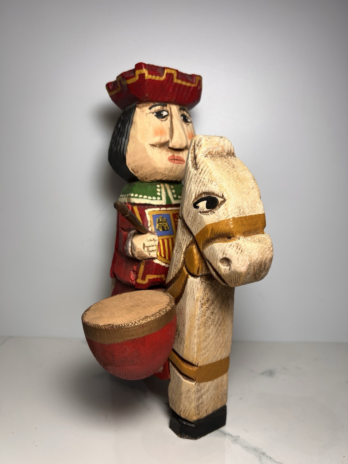 VTG Hand Carved Wooden Soldier  Riding A Horse  Statue Whimsical