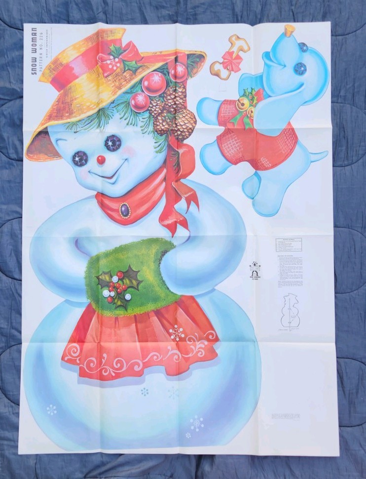 Vintage 1981 U-Bild Snow Woman & Dog Pattern No. 226 Christmas Yard Art NOS USA