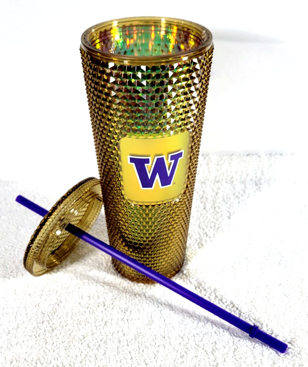 Starbucks UW University of Washington Gold Studded Tumbler 24 oz
