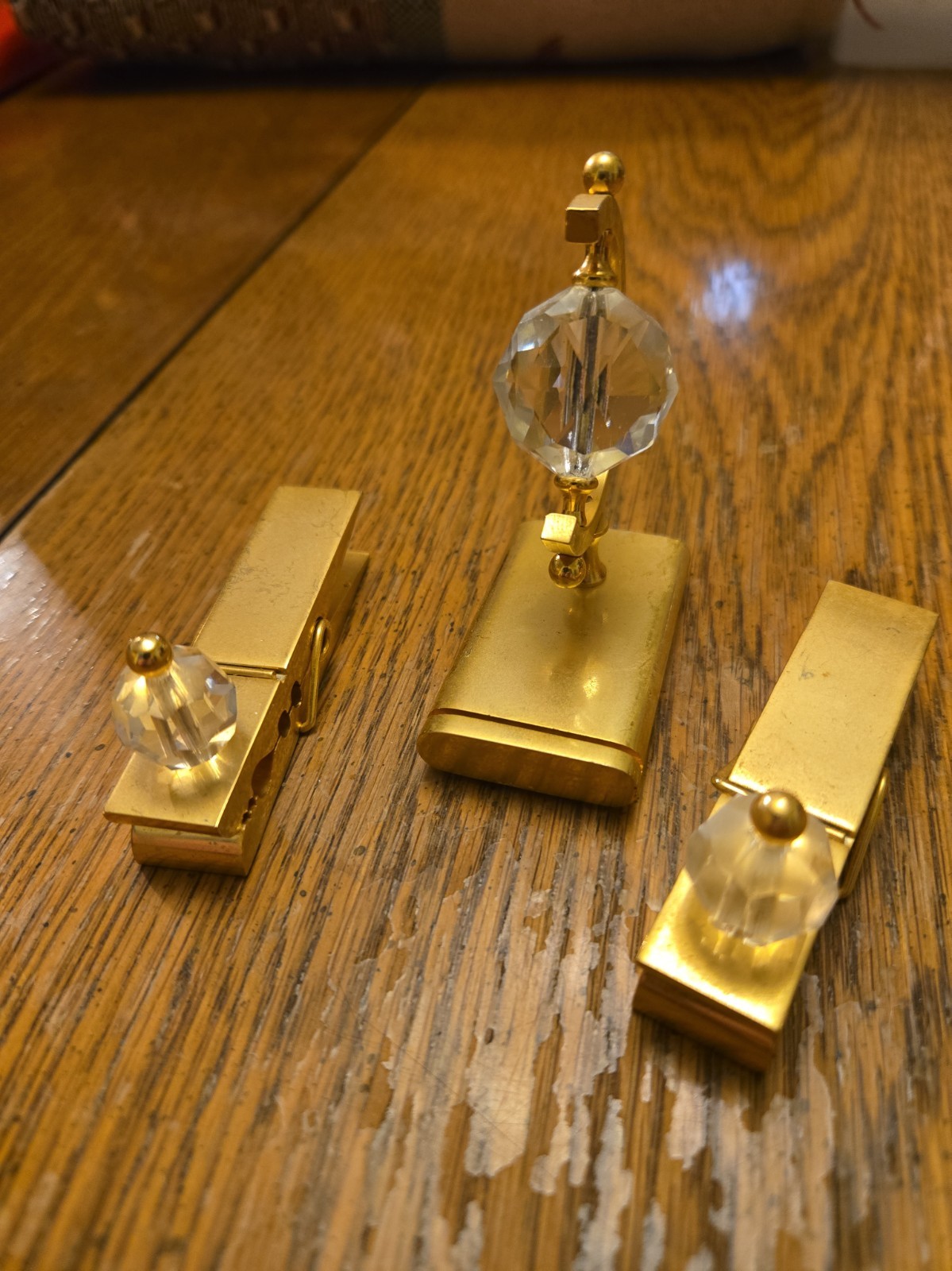 Vintage KOP Gold Plated Brass Austrian Crystal Desk Accessory Set
