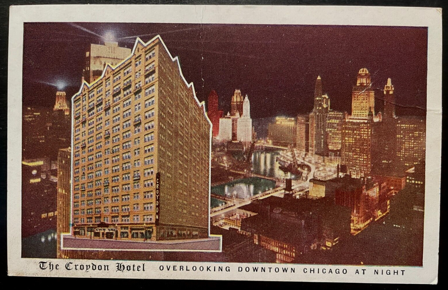 Vintage Postcard 1940's The Croydon Hotel at Night, Chicago Illinois (IL) Vintage Postcard 1940's The Croydon Hotel at Night, Chicago Illinois (IL)