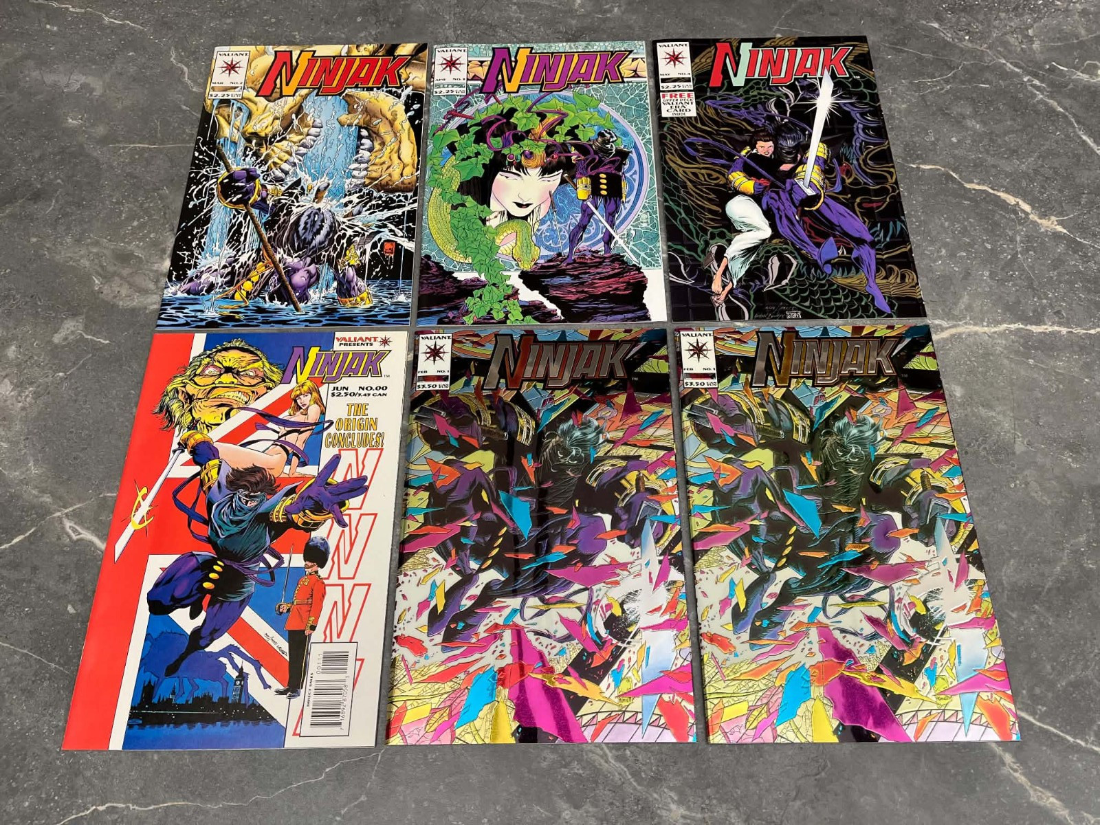 Ninjak 6 Comic Lot #1 x2 Chromium #00 Valiant Era Card Quesada Valiant 1994