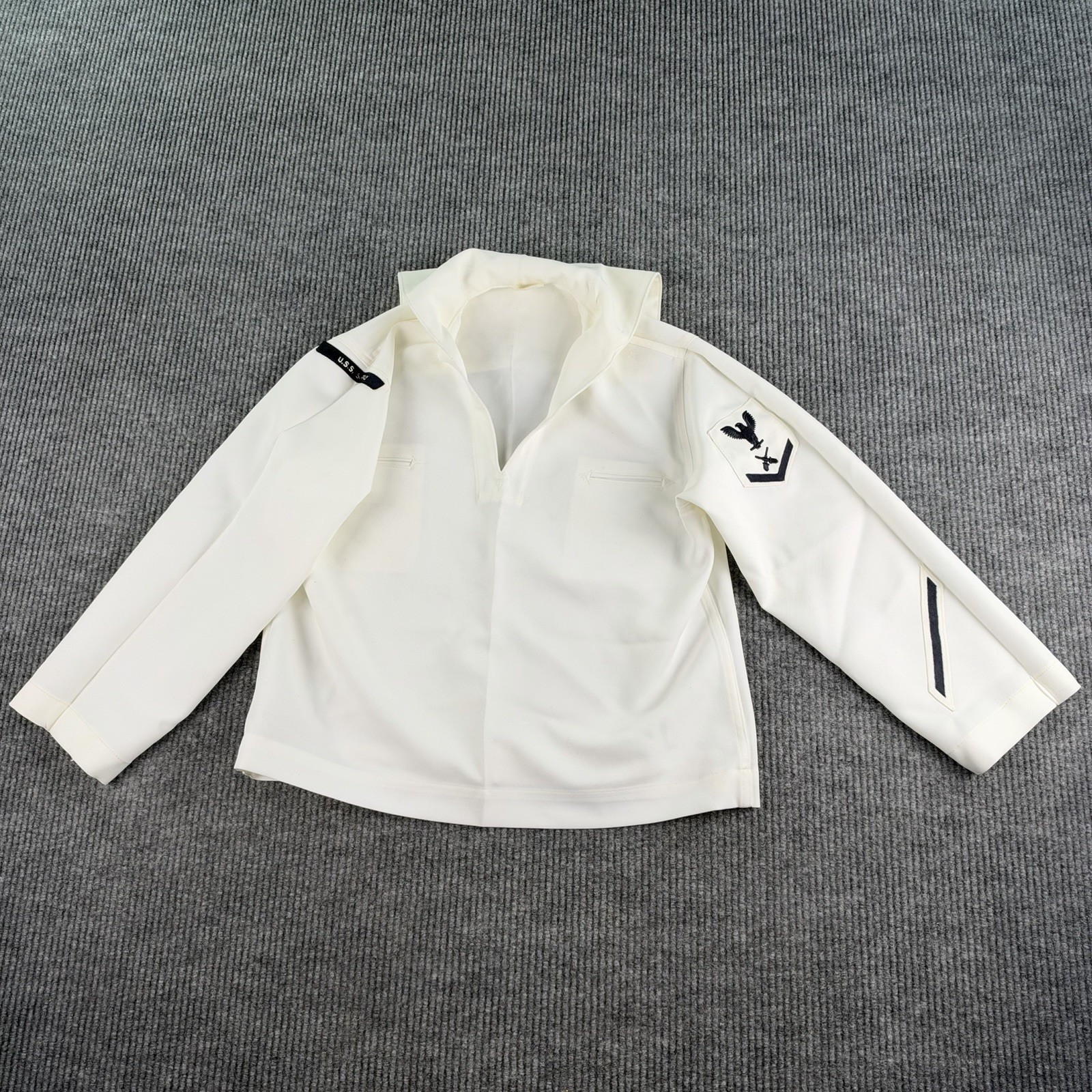 Vintage 1990 US Navy Crackerjack Dress White Jumper 44S Sailor Uniform AT