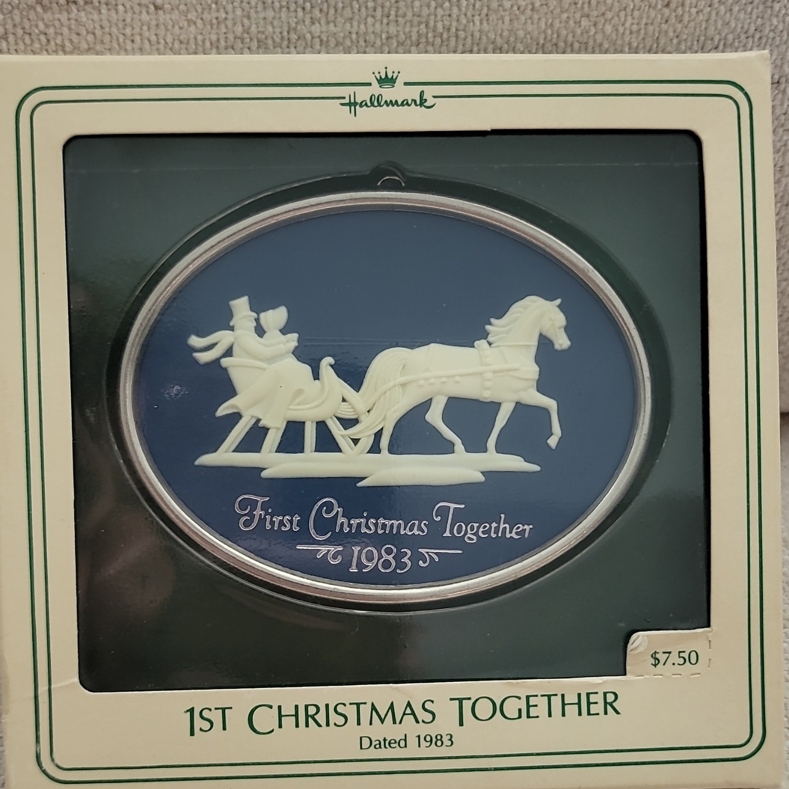 1983 Hallmark Keepsake Ornament 1st Christmas Together Dated Sleigh Oval