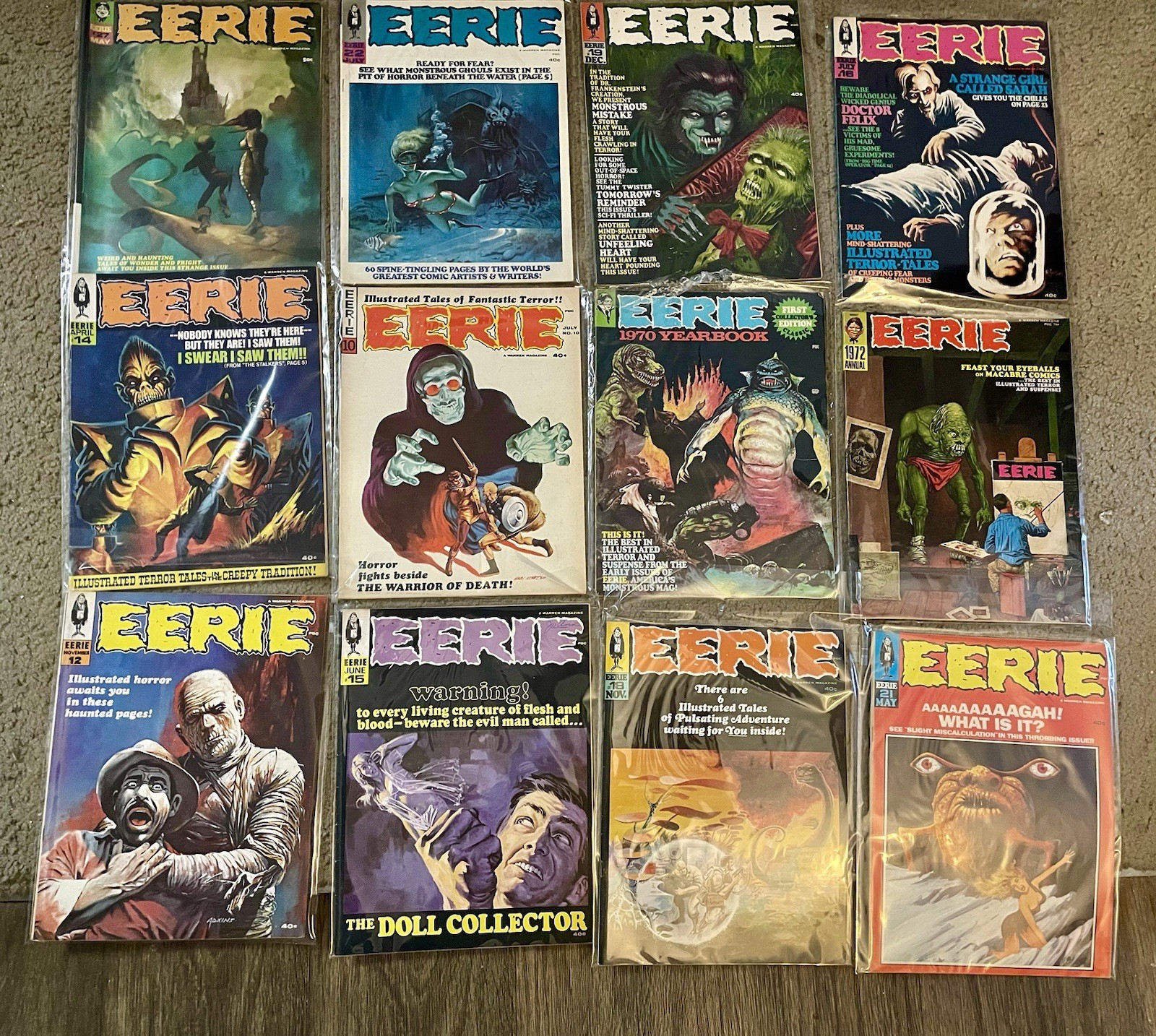 Eerie Illustrated Horror & Monster Comics Magazine Lot + 1970 Yearbook Eerie Illustrated Horror & Monster Comics Magazine Lot + 1970 Yearbook