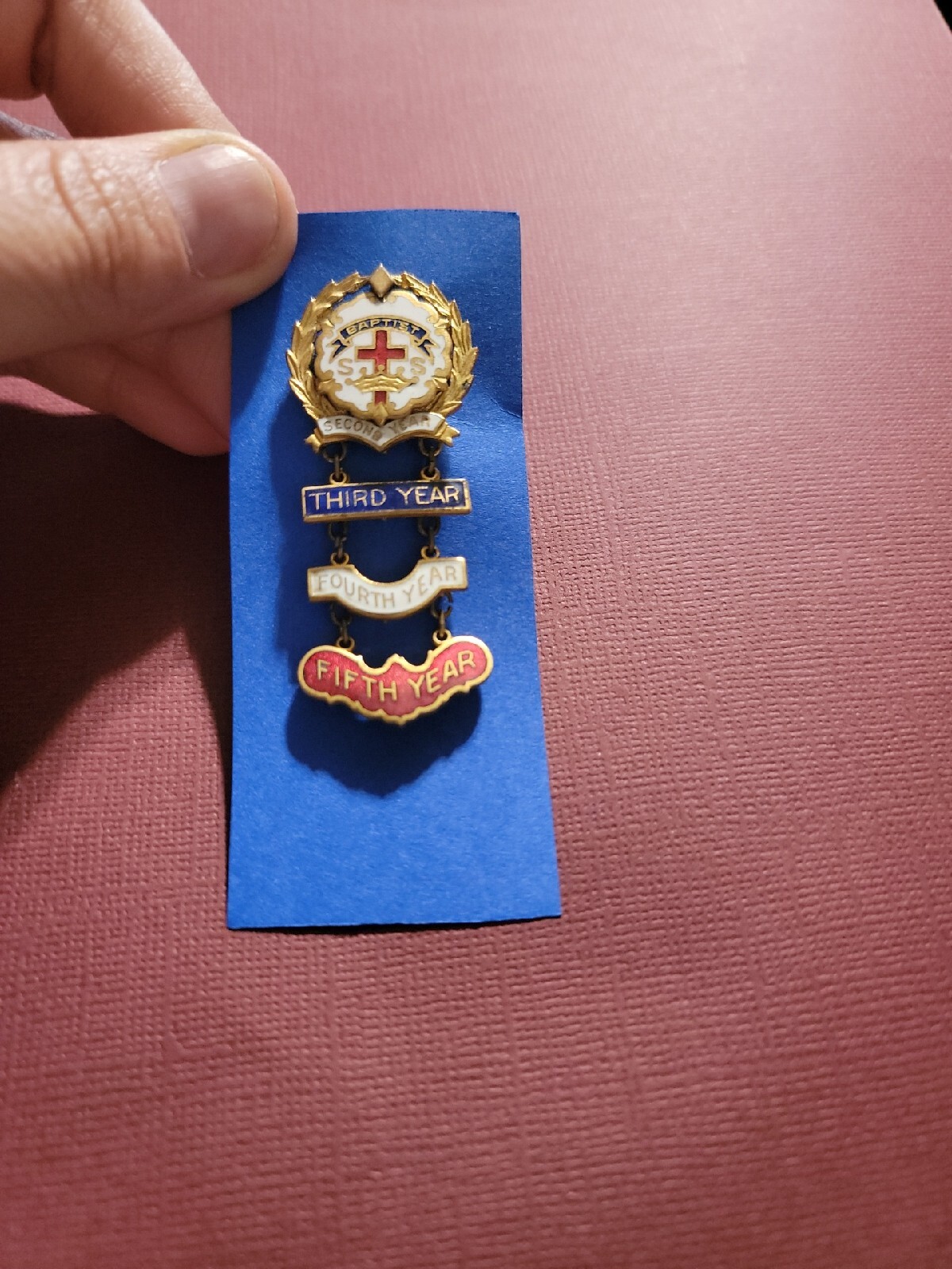 Vintage Missionary Baptist Service Pin Sunday School SS Thru 5 Yrs