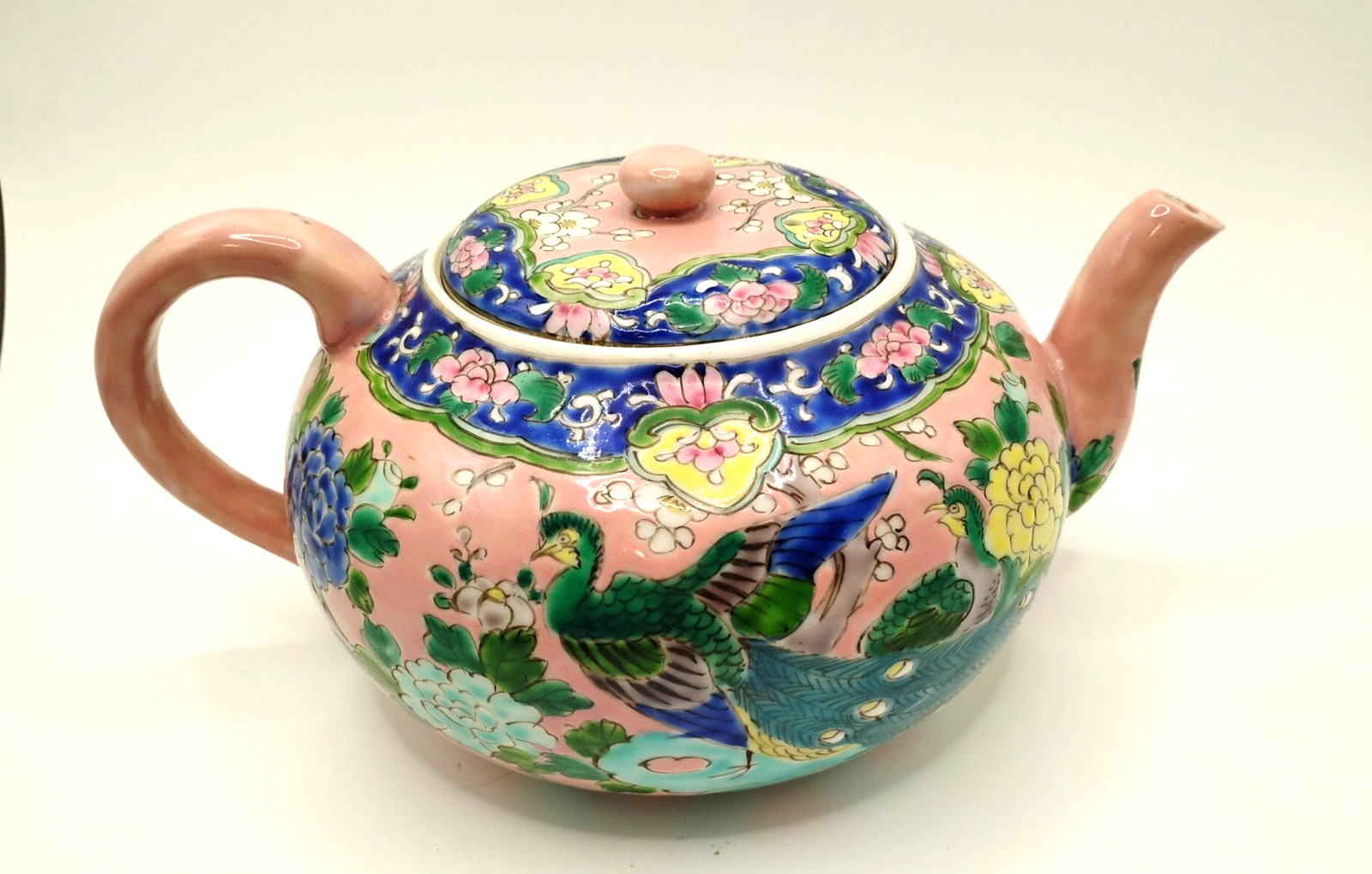Antique Nippon Teapot Hand Painted Pink Green Porcelain Phoenix Bird Antique Nippon Teapot Hand Painted Pink Green Porcelain Phoenix Bird