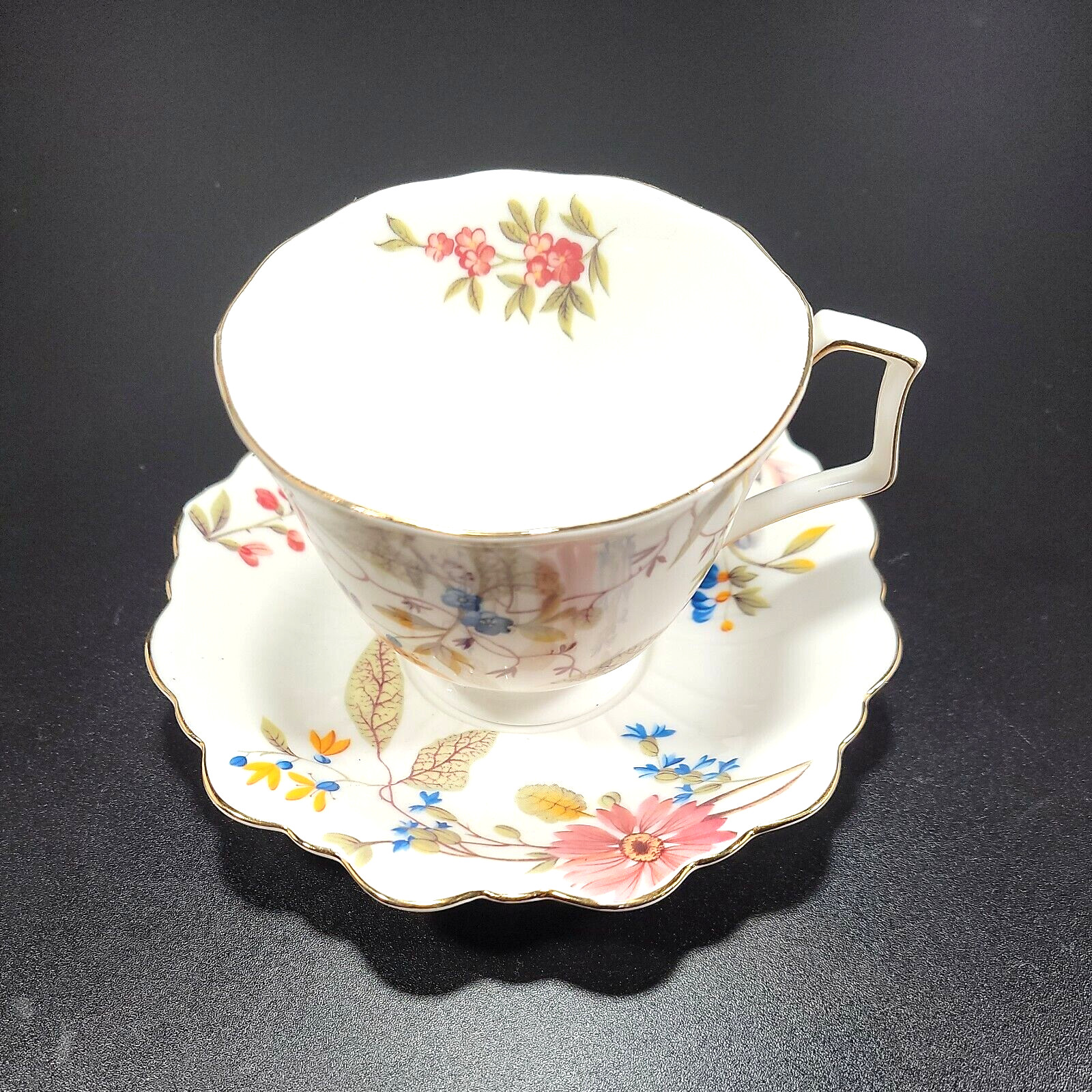 Meritage Cup and Saucer Bone China with Gold Trim and Delicate details Meritage Cup and Saucer Bone China with Gold Trim and Delicate details