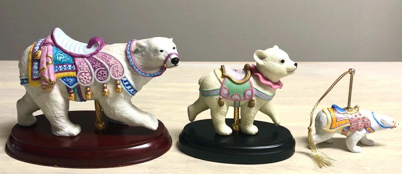 VTG Lenox The Carousel Polar Bear 3 Piece Collection NIB + COA