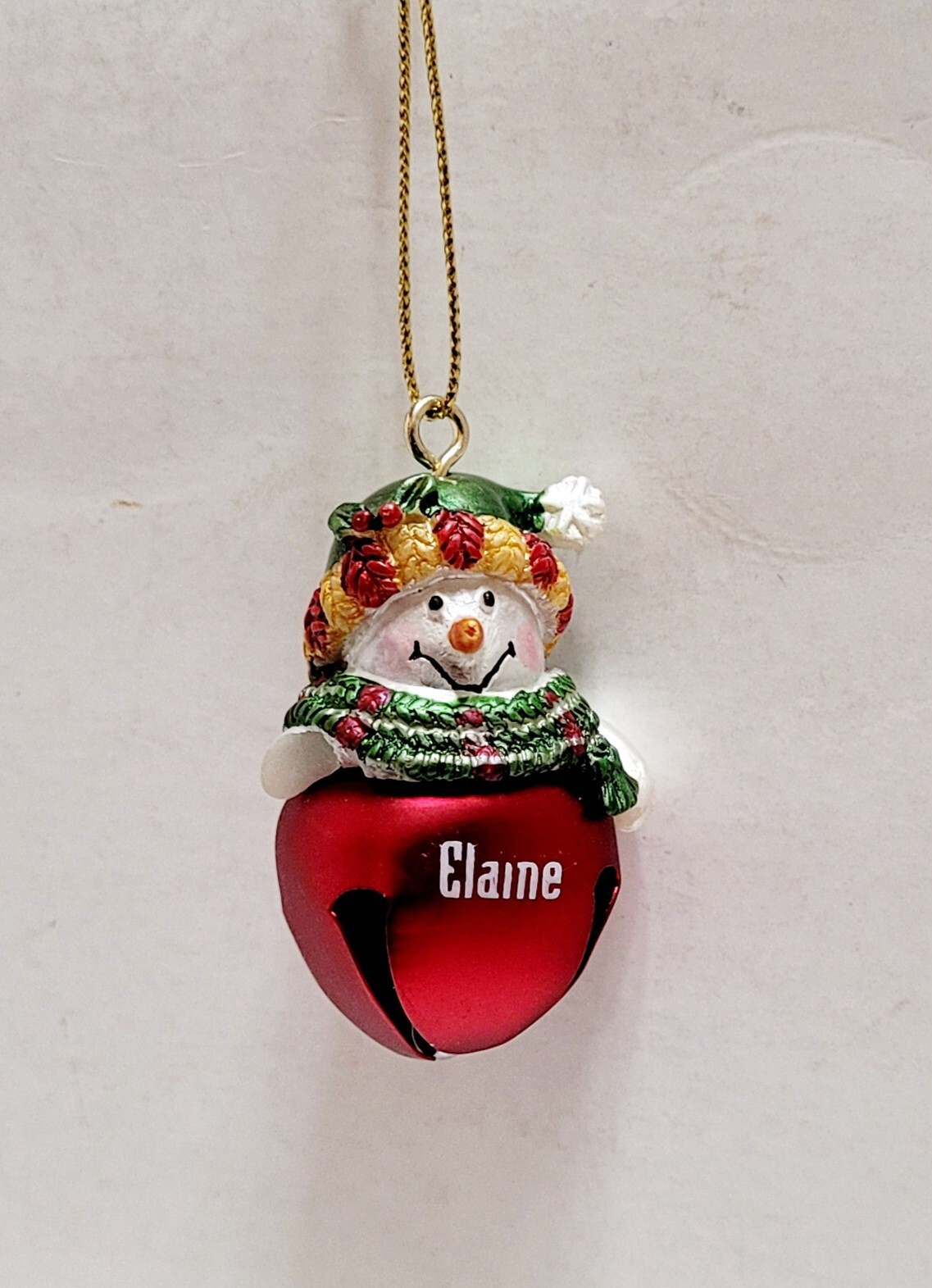 Elaine Personalized Snowman Jingle Bell Christmas Ornament