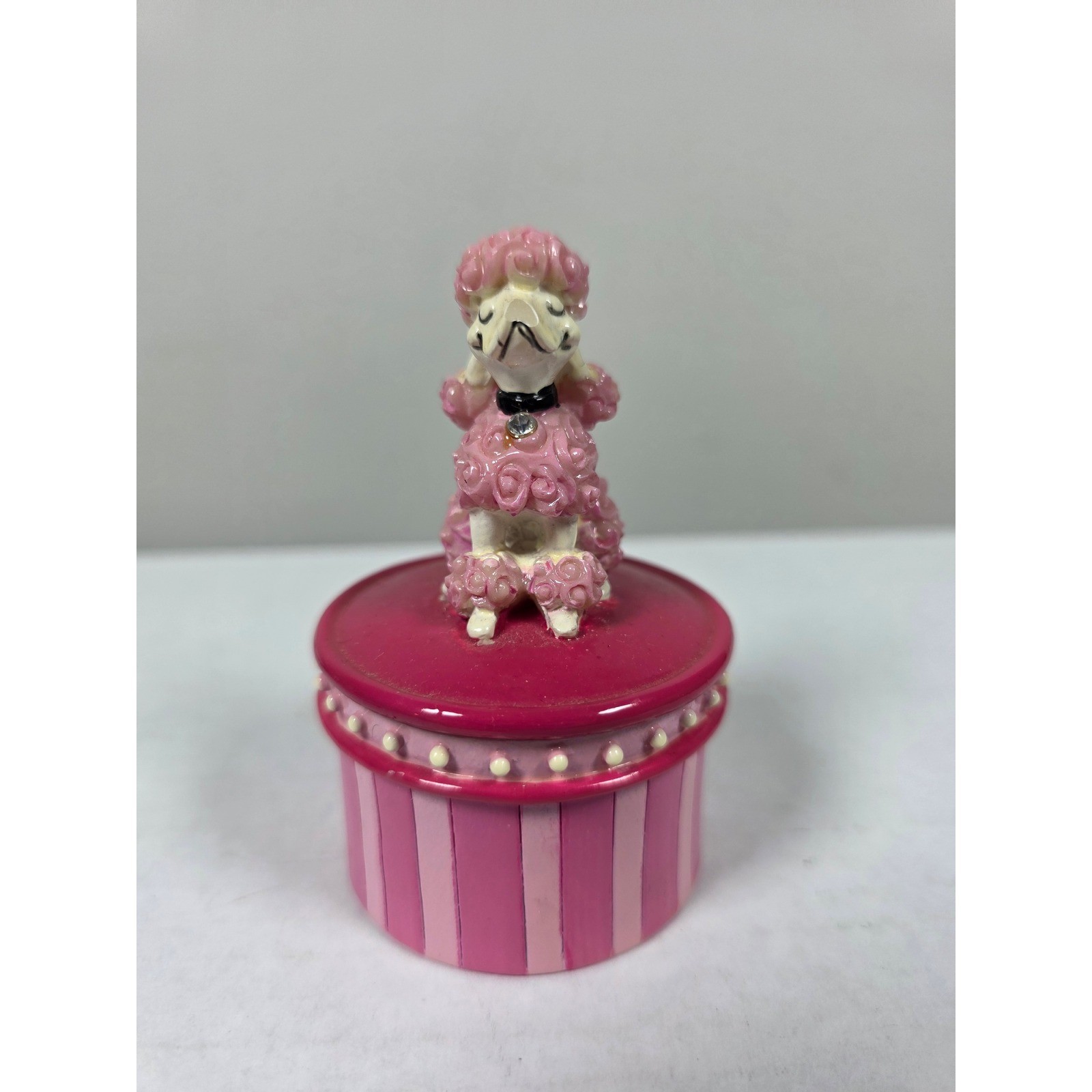 Vintage Style Pink Poodle Jewelry Trinket Box Giftcraft Dog Figurine Keepsake