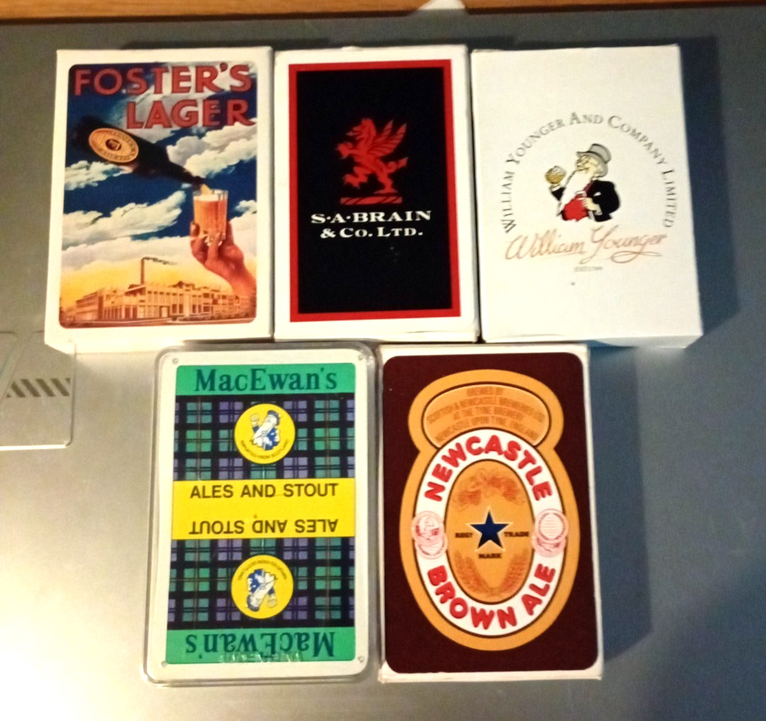 five  packs of bitter / ale brewery playing cards.