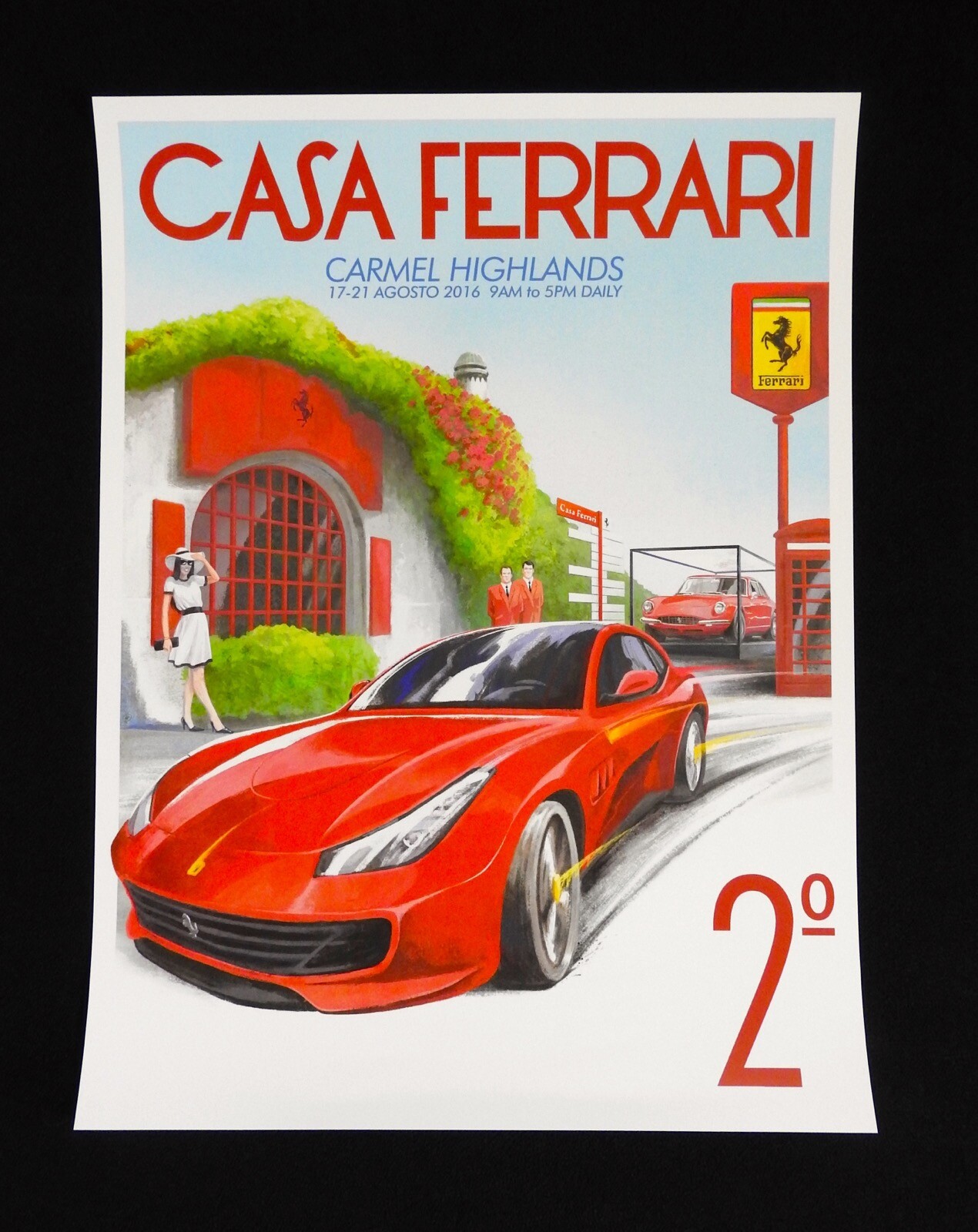2016 Casa FERRARI Carmel Pebble Beach Concours Poster GTC4Lusso 365 GT 2+2