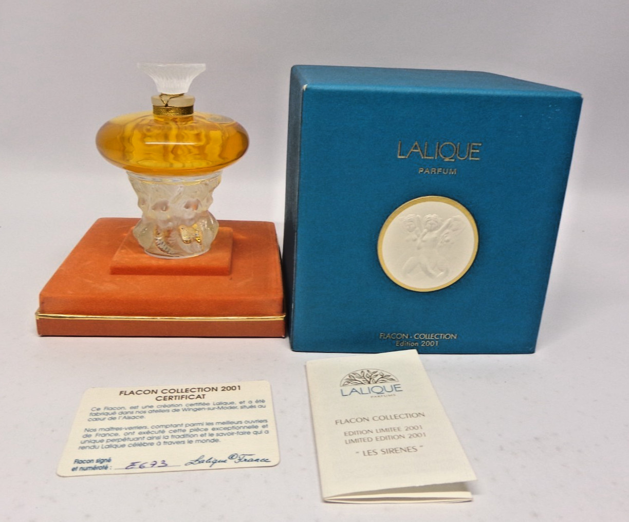 Lalique Parfum Les Sirens 2001 Limited Edition 2.7 Oz Crystal Flacon Collection Lalique Parfum Les Sirens 2001 Limited Edition 2.7 Oz Crystal Flacon Collection