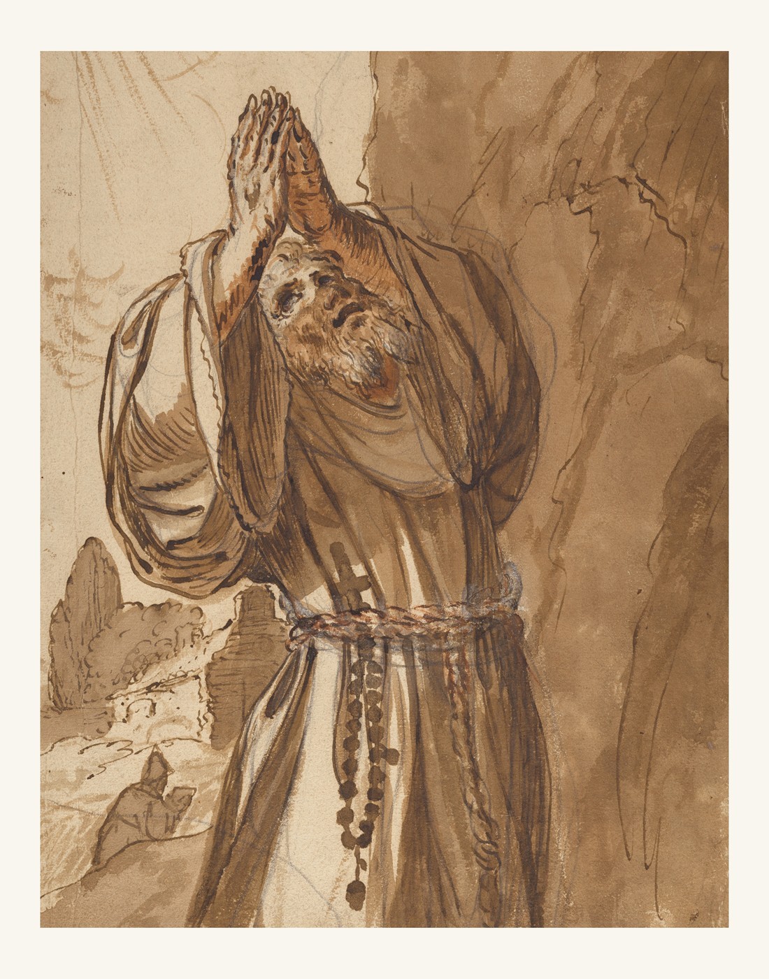 Saint Francis of Assisi in Prayer, 1650 Catholic painting print 11x14 Saint Francis of Assisi in Prayer, 1650 Catholic painting print 11x14