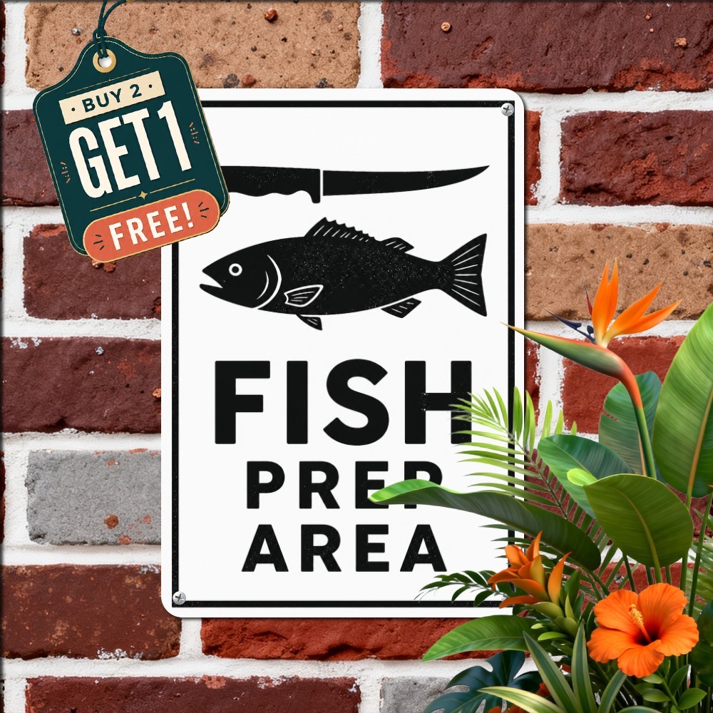 Fish Cleaning Station Metal Sign Outdoor Marina Caution Tin Wall Plaque Decor