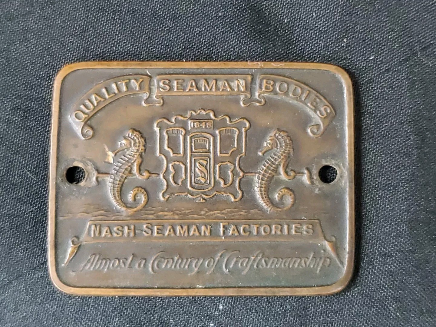 Antique Car Brass Plate Quality Seaman Bodies Nash Seaman Factories EXCELLENT Antique Car Brass Plate Quality Seaman Bodies Nash Seaman Factories EXCELLENT