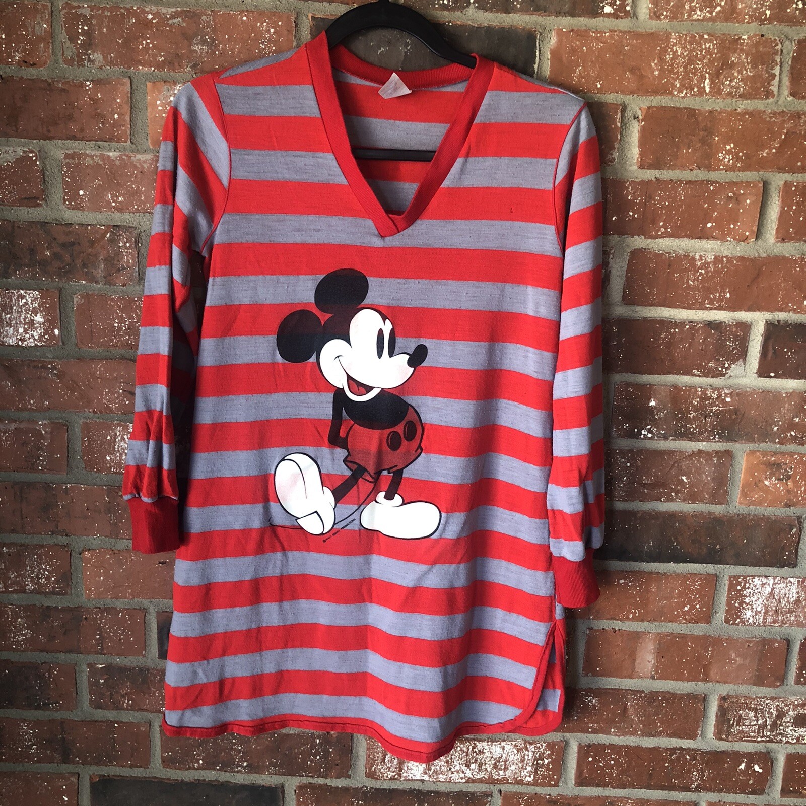Vintage 70’s Radcliffe Lingerie Mickey Mouse Horizontal Striped Sleeping Shirt S Vintage 70’s Radcliffe Lingerie Mickey Mouse Horizontal Striped Sleeping Shirt S