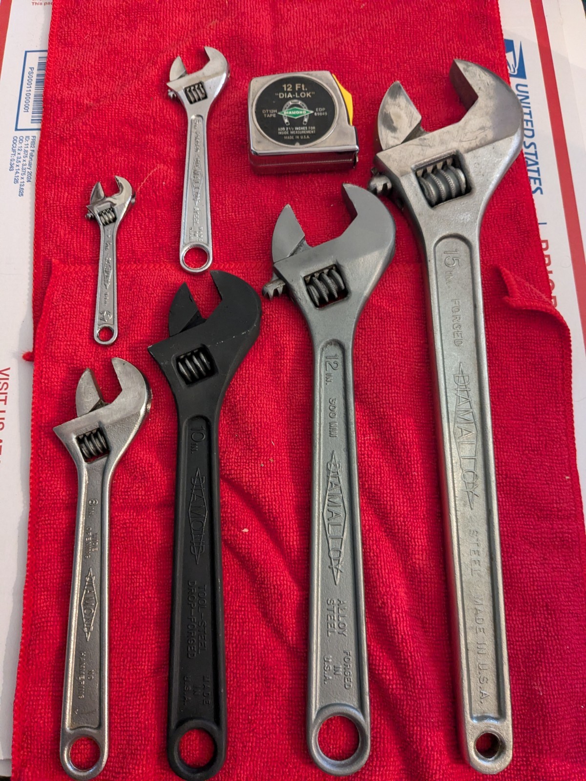 Diamond Tool, Duluth, Diamalloy Adj Wrench 6 PC Lot With Rare Tape Measure Diamond Tool, Duluth, Diamalloy Adj Wrench 6 PC Lot With Rare Tape Measure