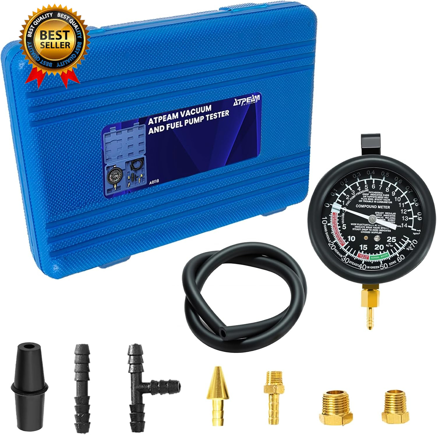 Vacuum and Fuel Pump Tester Gauge Kit Fuel Pump Pressure Carburetor Intake...