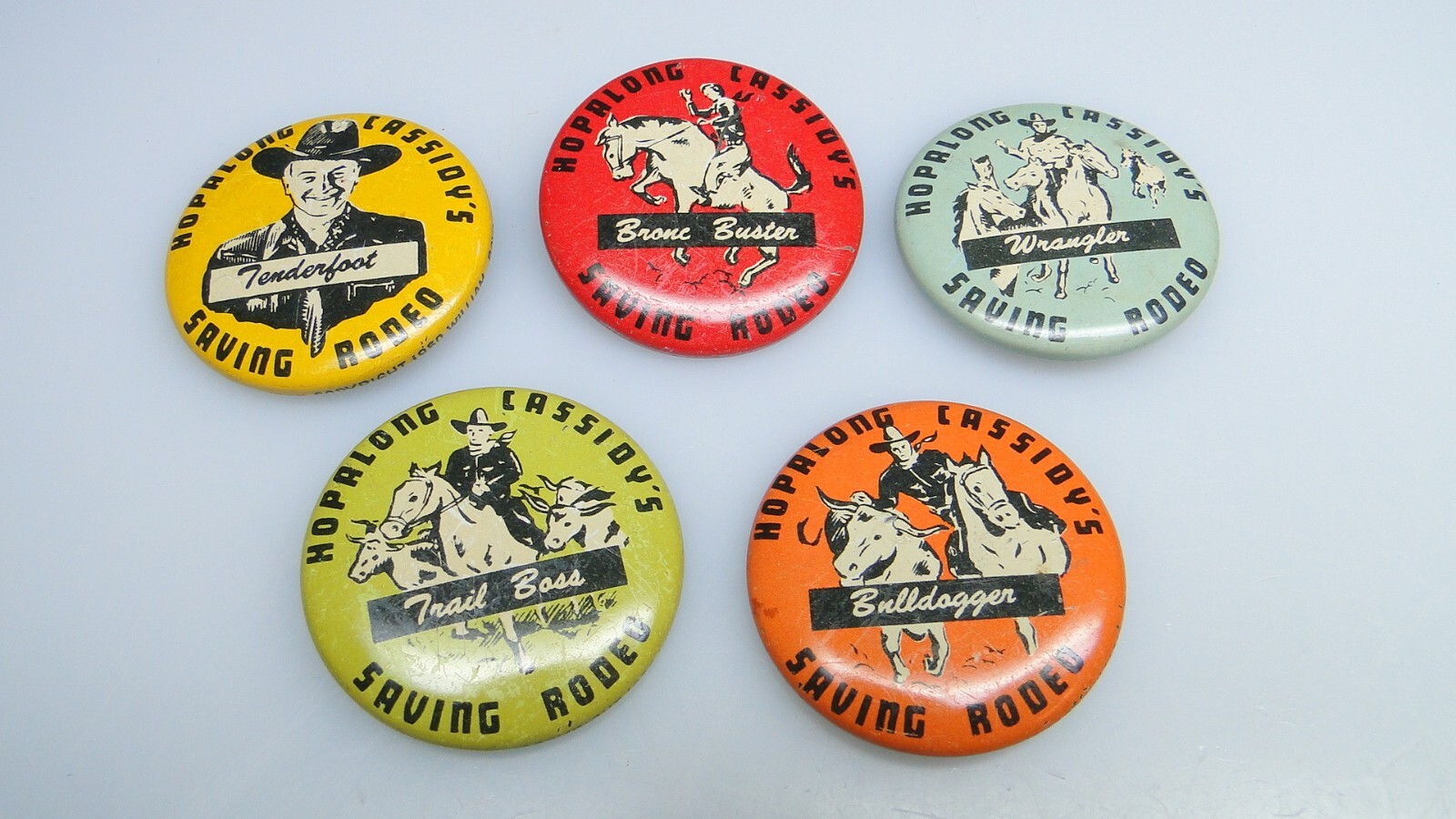 Vintage 50s Hopalong Cassidy Pins Saving Rodeo Buttons 5pc Pinback Lot Vintage 50s Hopalong Cassidy Pins Saving Rodeo Buttons 5pc Pinback Lot