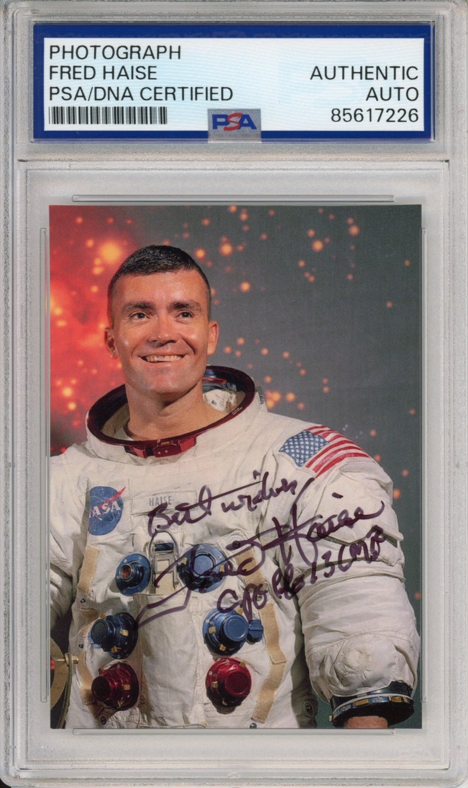 FRED HAISE APOLLO 13 ASTRONAUT PHOTO PSA DNA CERTIFIED SIGNED AUTO SPACE NASA