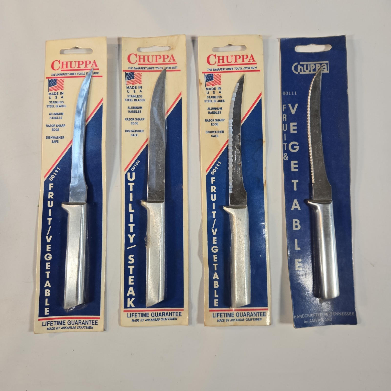 Vtg CHUPPA Knife Set 4pc Utility Fruit Vegetable New Old Stock Made in USA