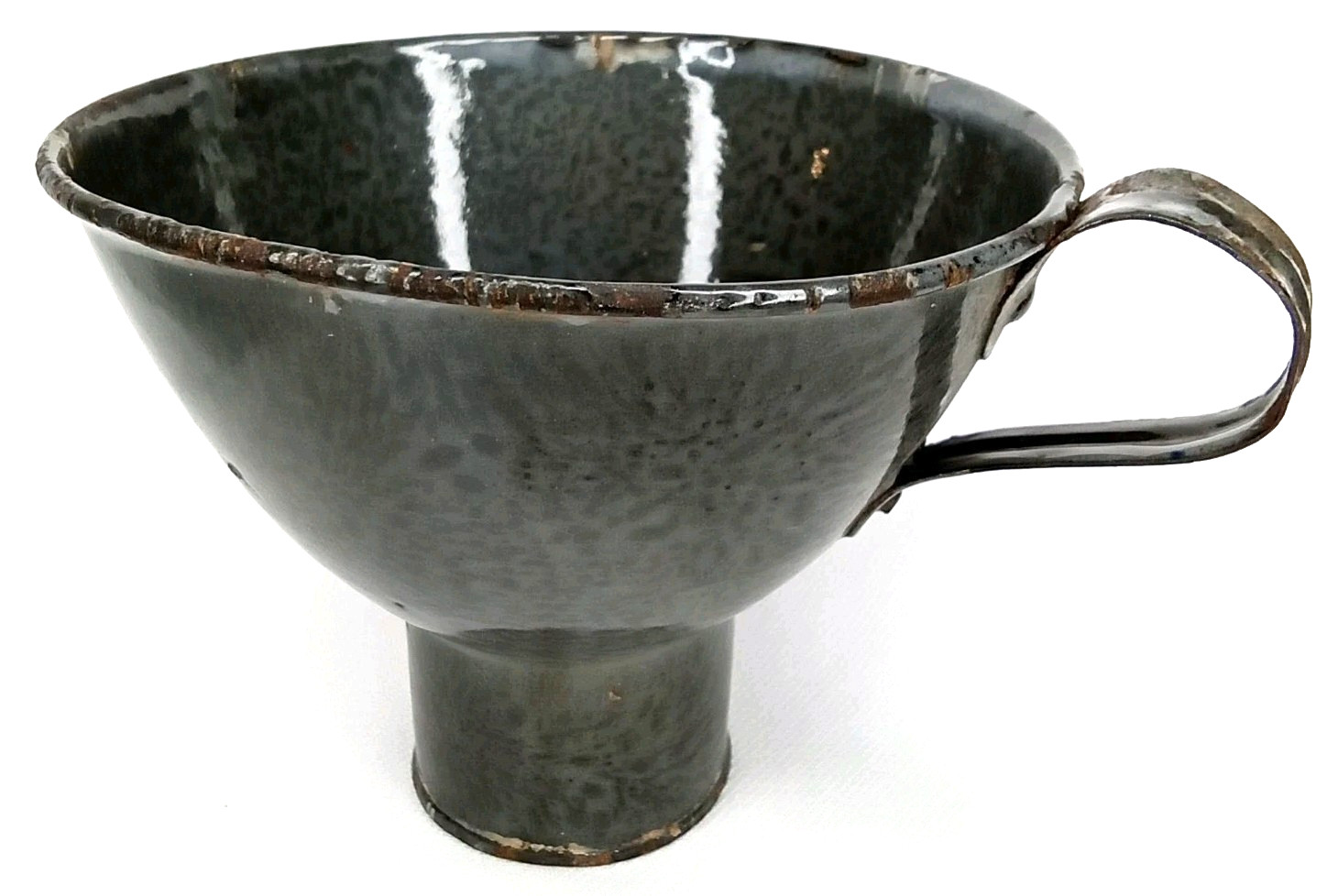 Enamelware Funnel Speckled Gray Metal Made In USA Antique 1920s Enamelware Funnel Speckled Gray Metal Made In USA Antique 1920s